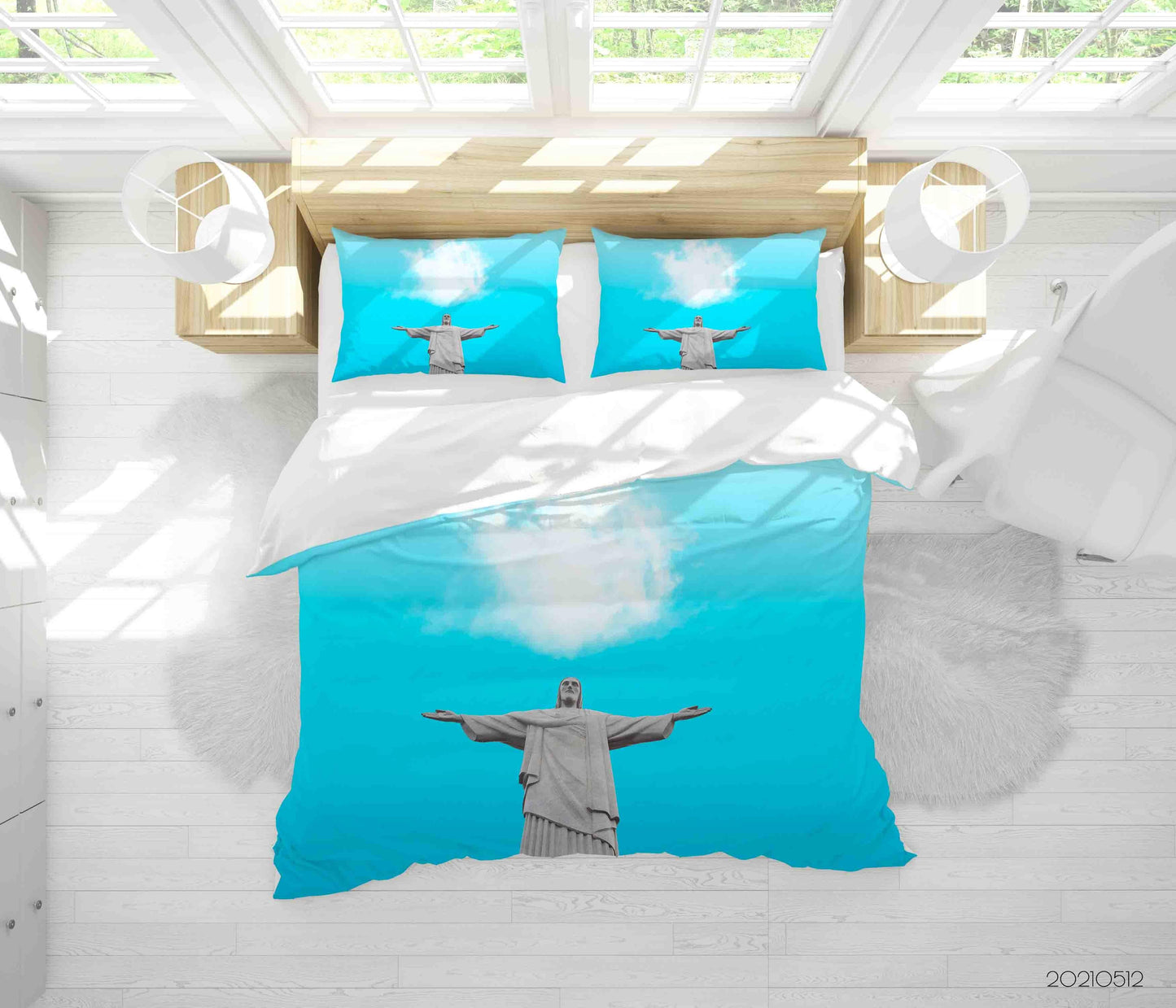 3D Blue Sky Sculpture Quilt Cover Set Bedding Set Duvet Cover Pillowcases 259