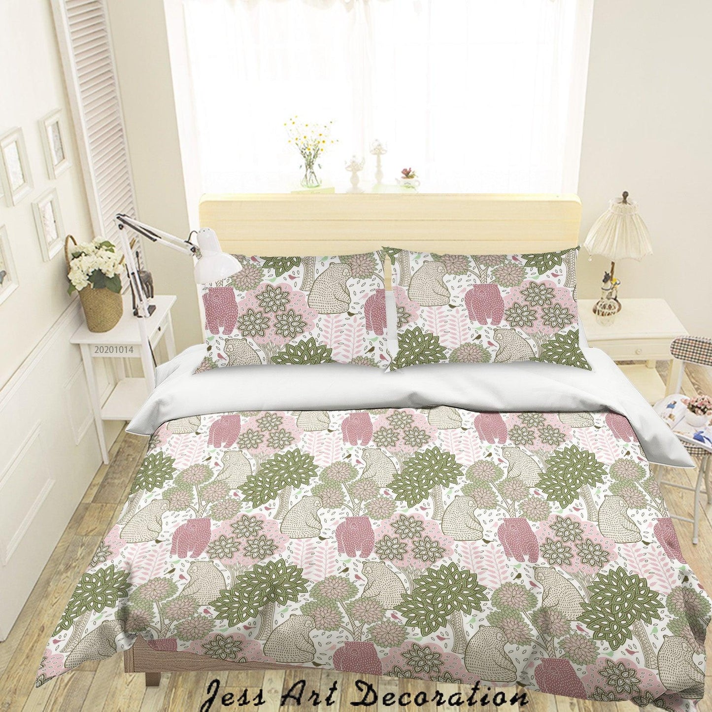 3D Cartoon Bear Tree Pattern Quilt Cover Set Bedding Set Duvet Cover Pillowcases WJ 9689