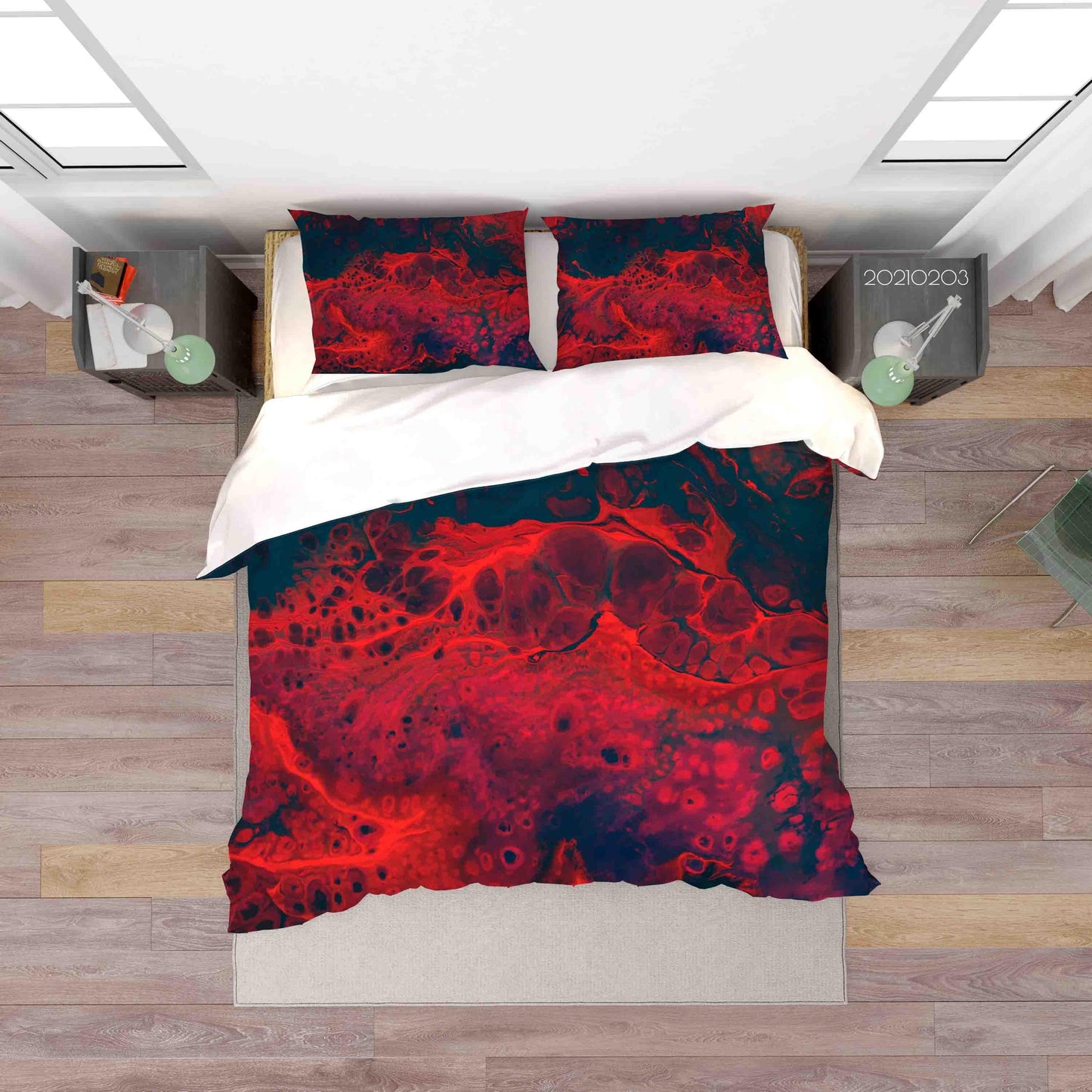 3D Abstract Red Marble Texture Quilt Cover Set Bedding Set Duvet Cover Pillowcases 9