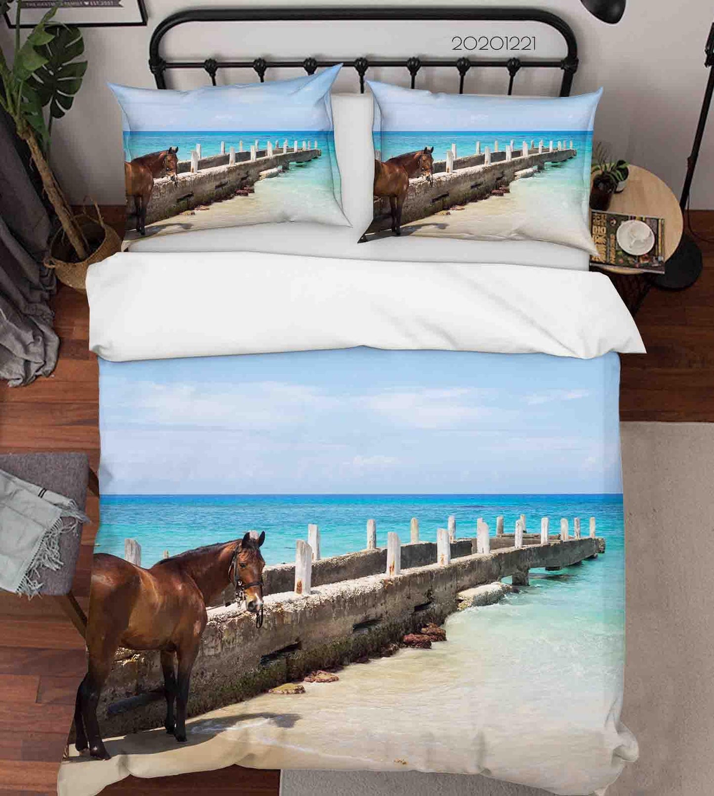 3D Beach Landscape Horse Quilt Cover Set Bedding Set Duvet Cover Pillowcases 180 LQH