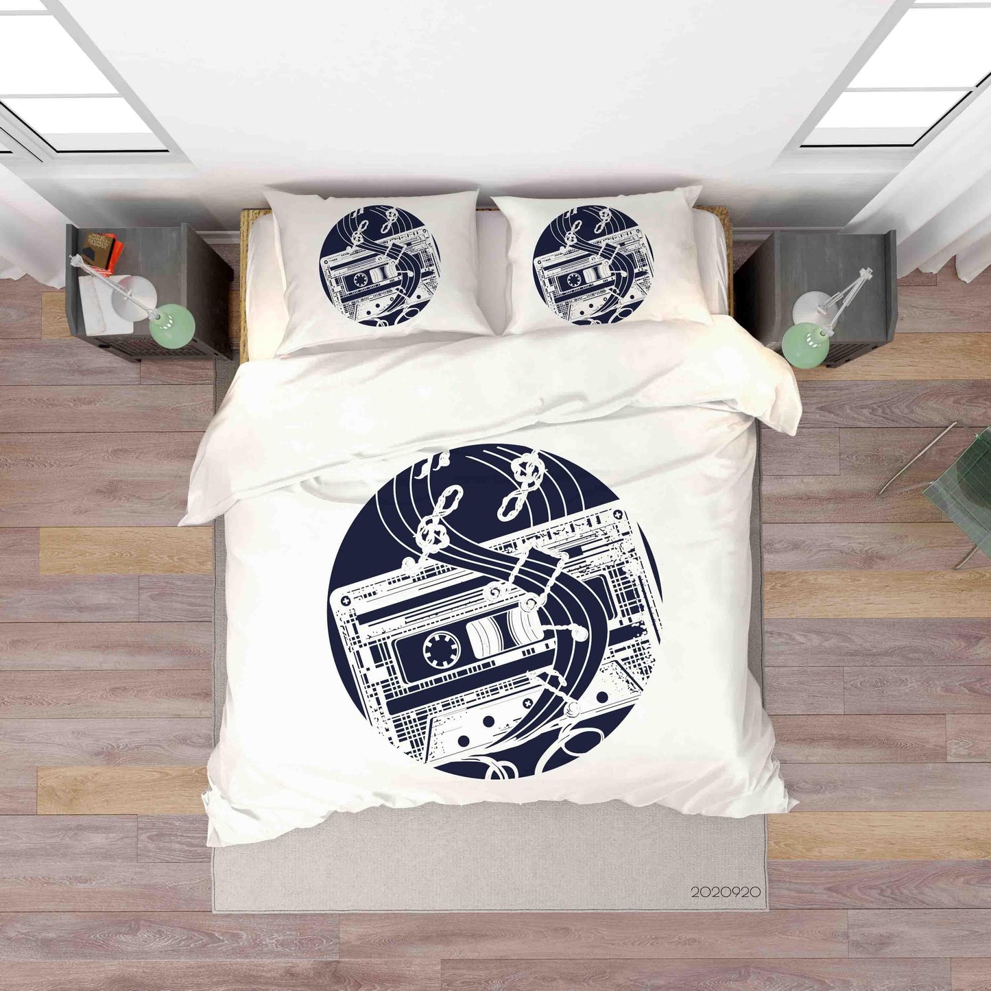 3D Audio Cassette Music Notes Sign Quilt Cover Set Bedding Set Duvet Cover Pillowcases WJ 9151