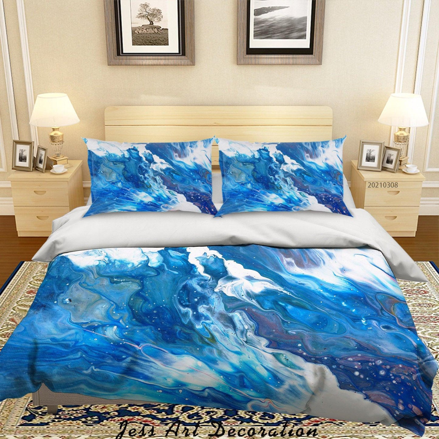 3D Abstract Blue Oil Painting Quilt Cover Set Bedding Set Duvet Cover Pillowcases 303