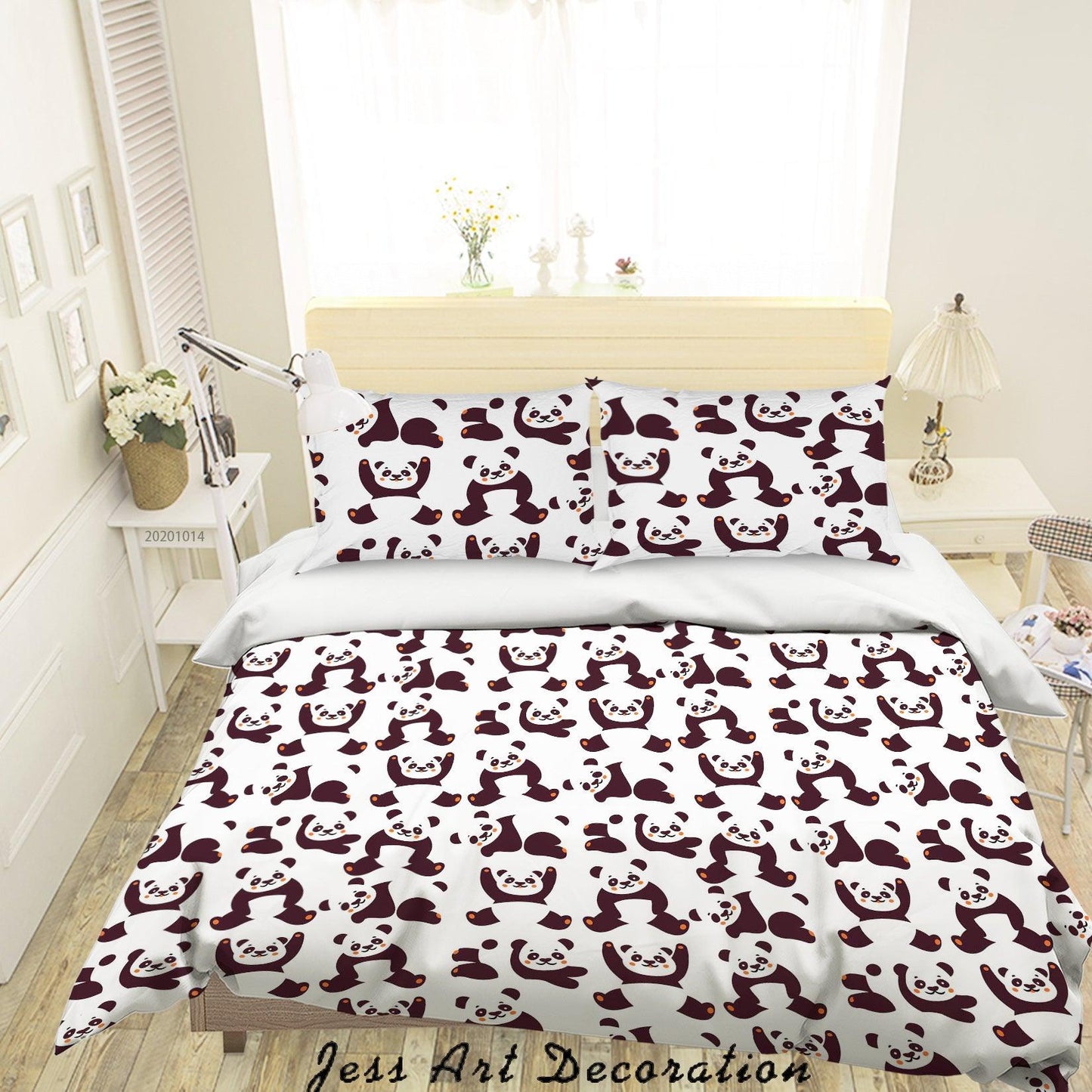 3D Cartoon Panda Pattern Quilt Cover Set Bedding Set Duvet Cover Pillowcases WJ 9691