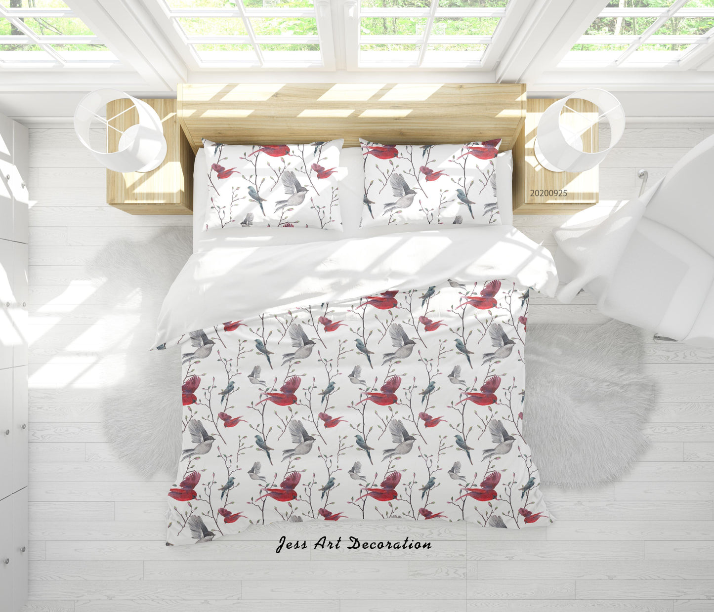 3D Cartoon Animal Bird Pattern Quilt Cover Set Bedding Set Duvet Cover Pillowcases WJ 6460
