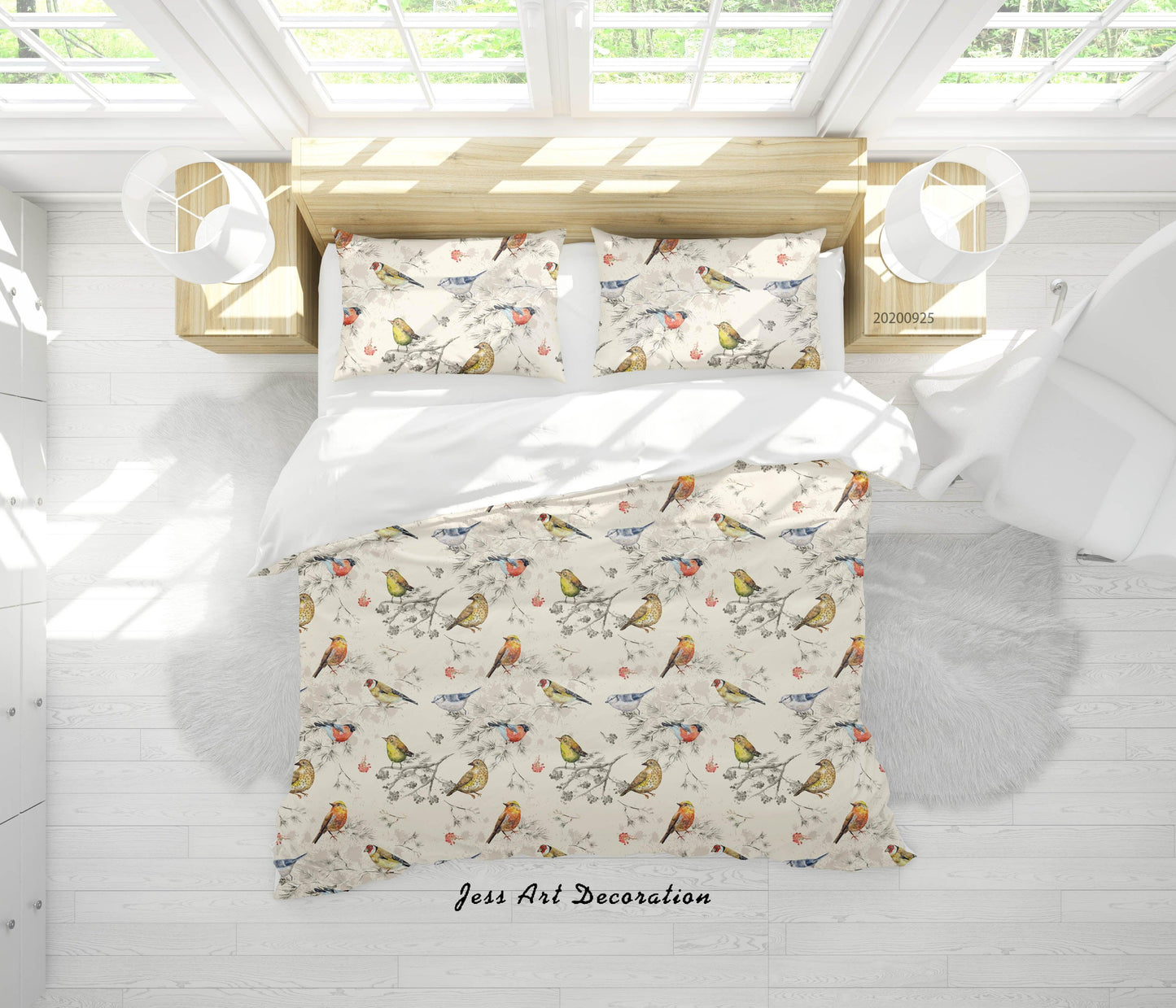 3D Cartoon Animal Bird Pattern Quilt Cover Set Bedding Set Duvet Cover Pillowcases WJ 6456