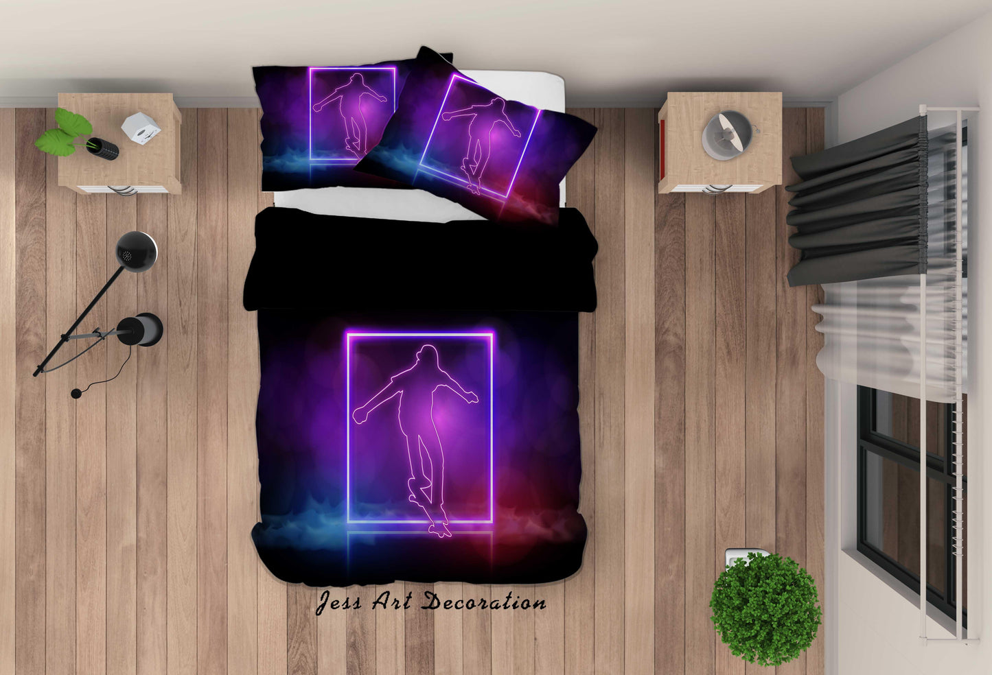 3D Abstract Skateboarder Quilt Cover Set Bedding Set Duvet Cover Pillowcases A036 LQH