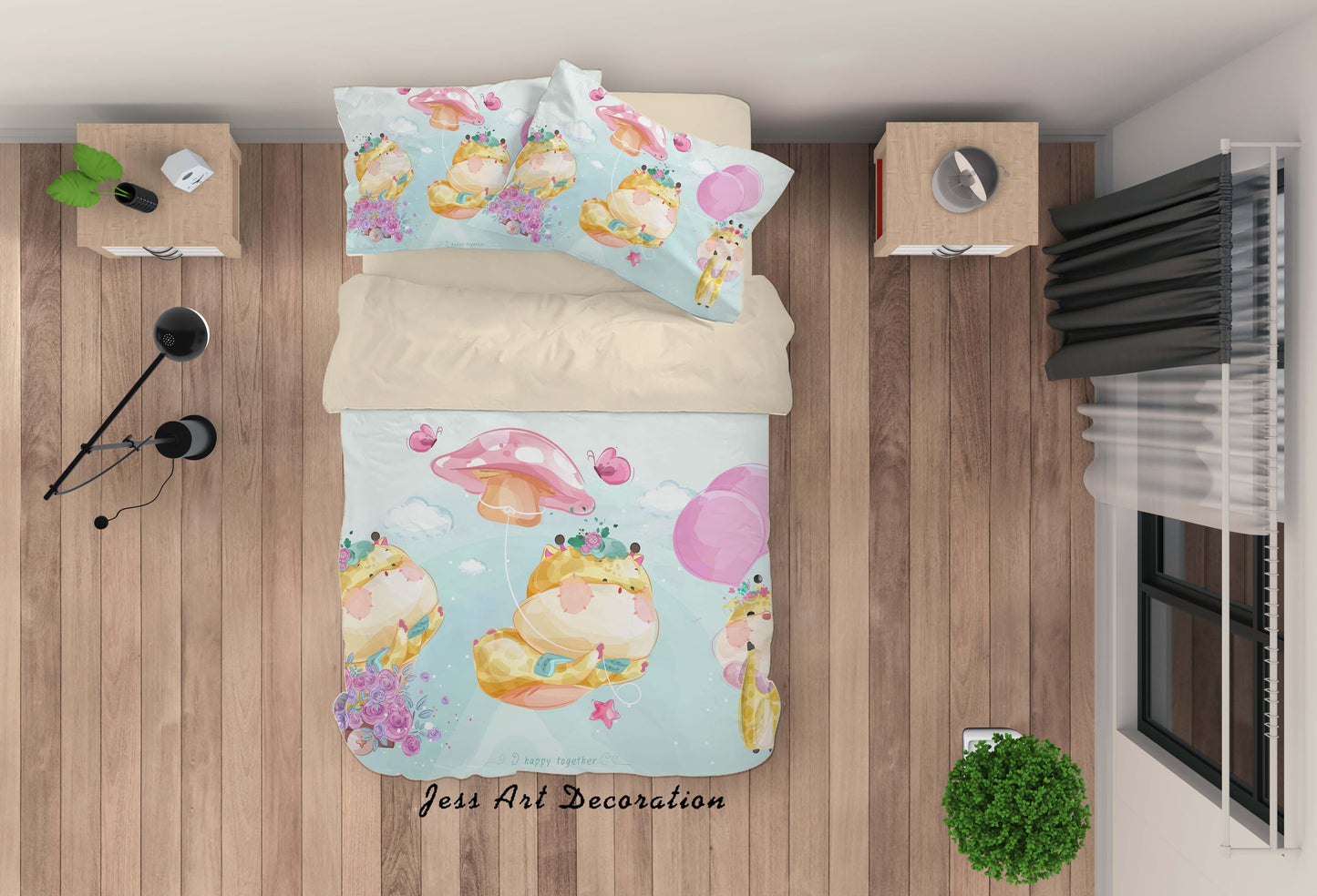 3D Cartoon Animal Flower Balloon Quilt Cover Set Bedding Set Duvet Cover Pillowcases A356 LQH