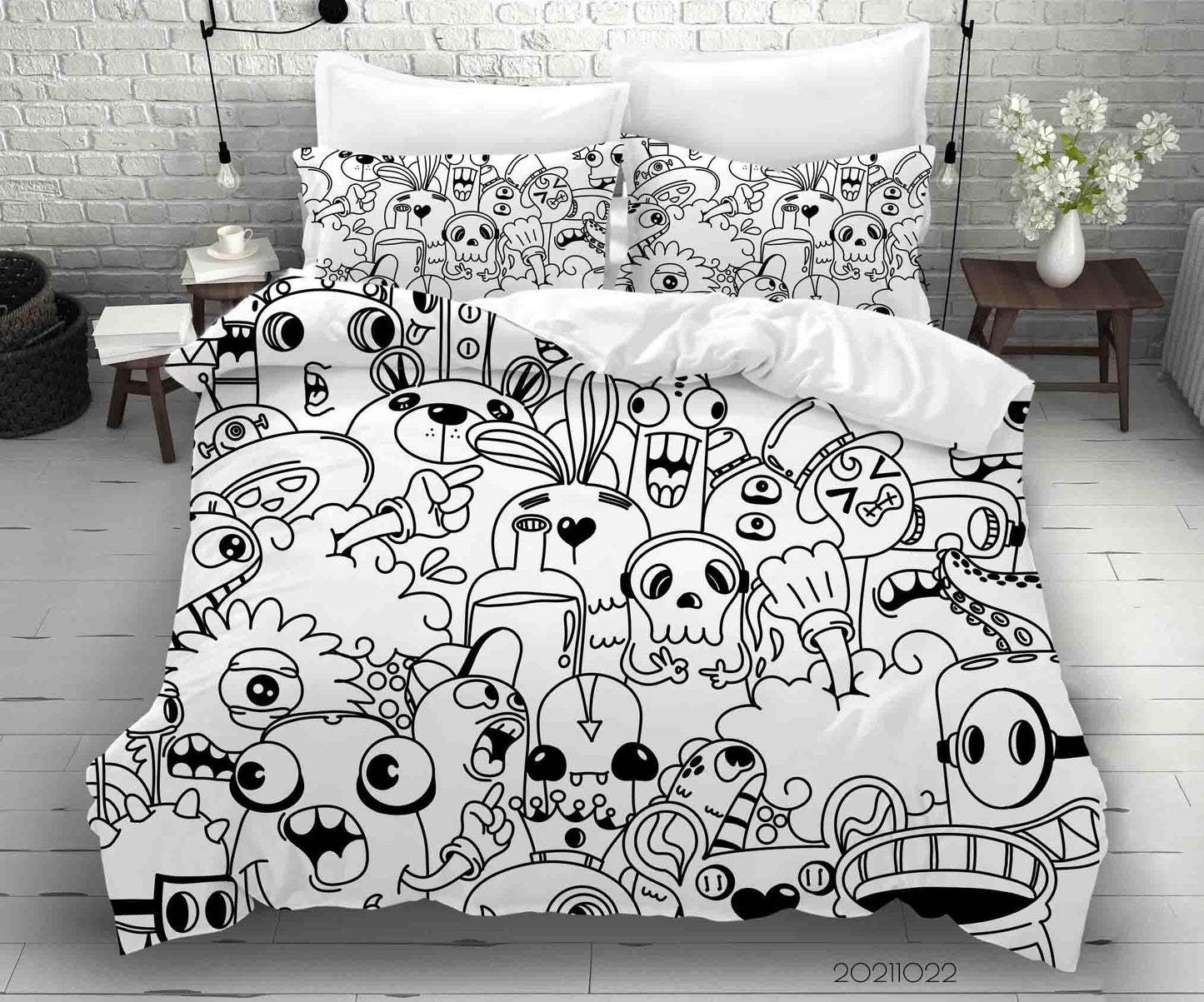 3D Abstract Monster Graffiti Quilt Cover Set Bedding Set Duvet Cover Pillowcases 58