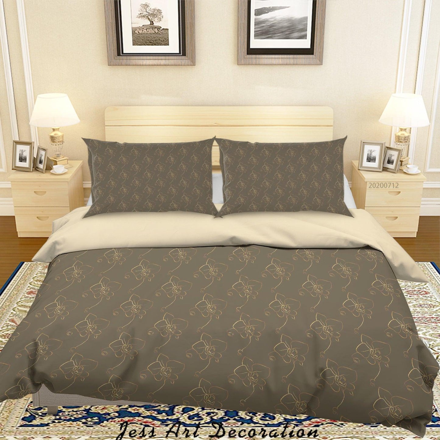 3D Abstract Vintage Dark Line Floral Pattern Quilt Cover Set Bedding Set Duvet Cover Pillowcases WJ 4109