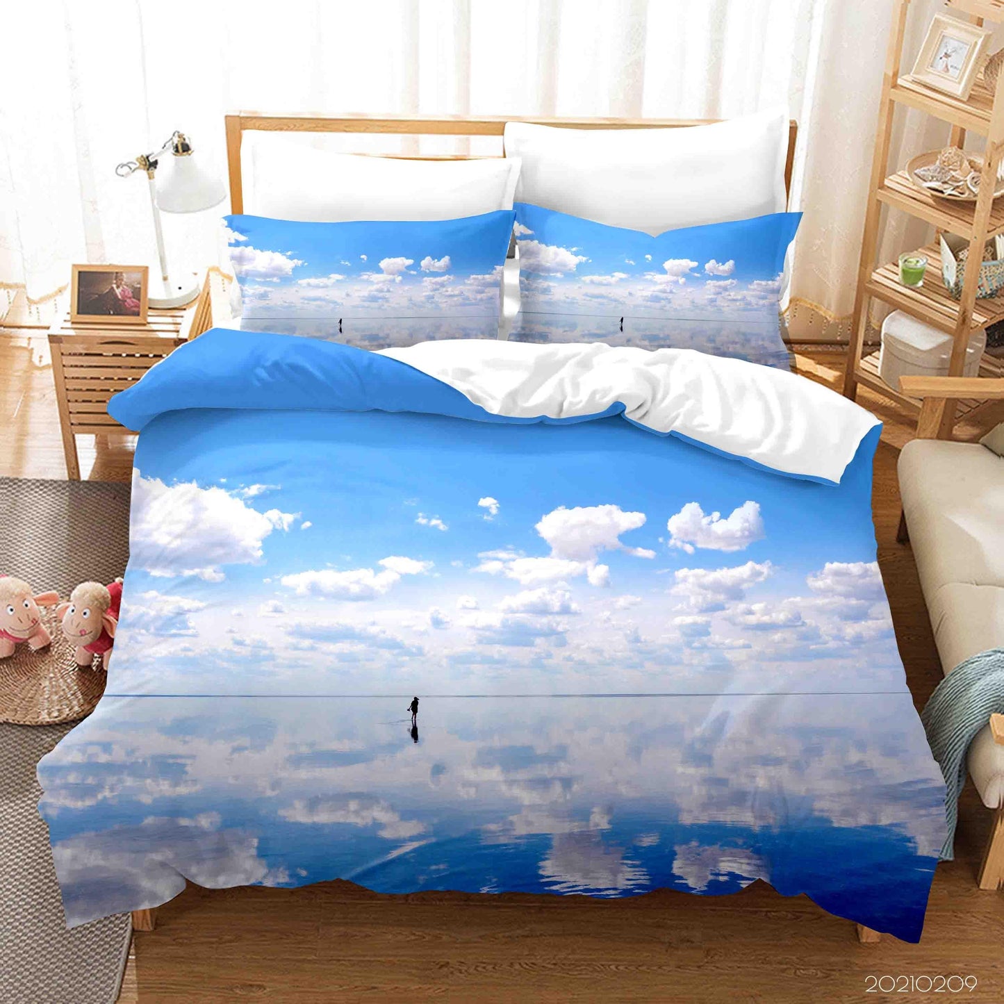 3D Blue Sky White Cloud Sea Quilt Cover Set Bedding Set Duvet Cover Pillowcases 325