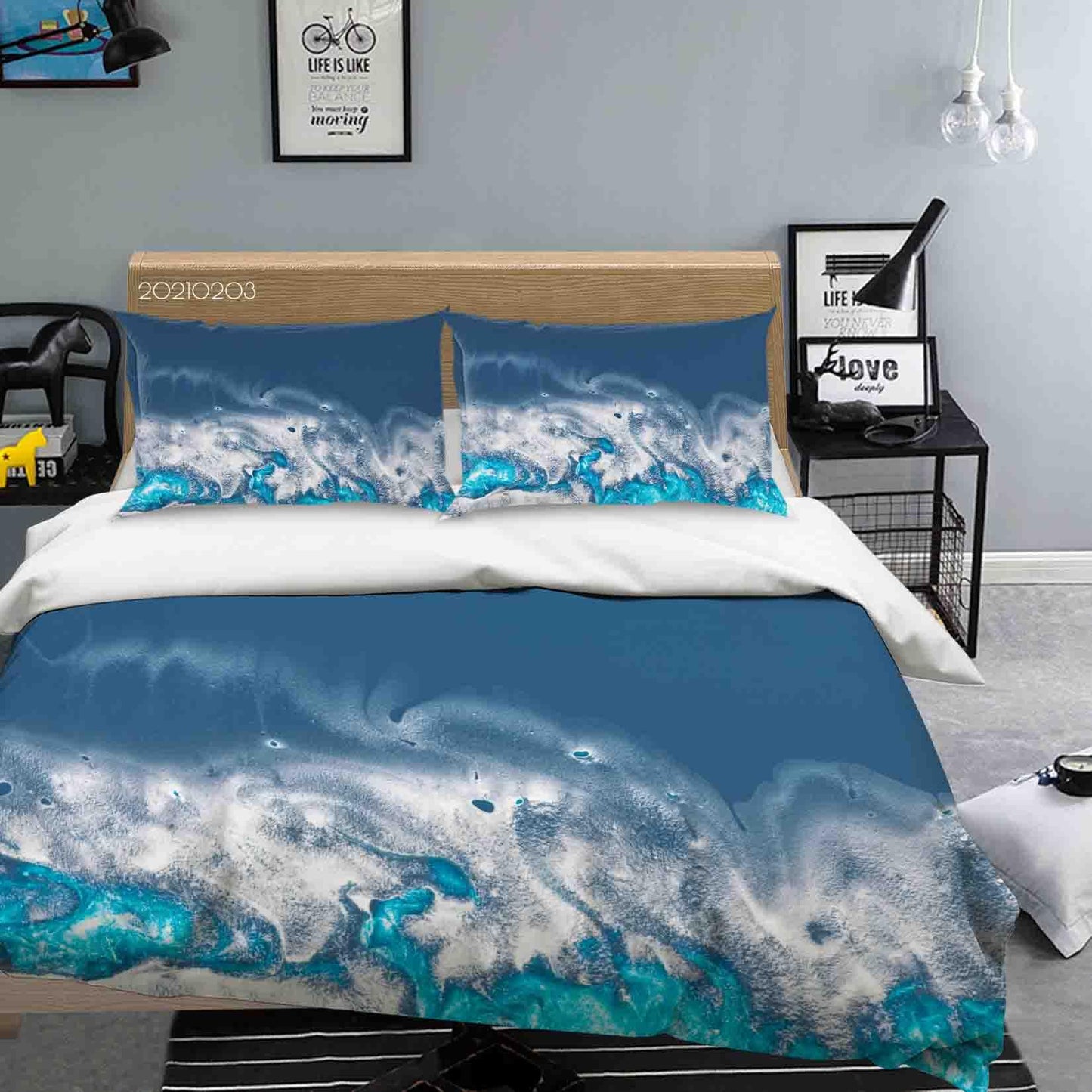 3D Abstract Blue Marble Texture Quilt Cover Set Bedding Set Duvet Cover Pillowcases 103