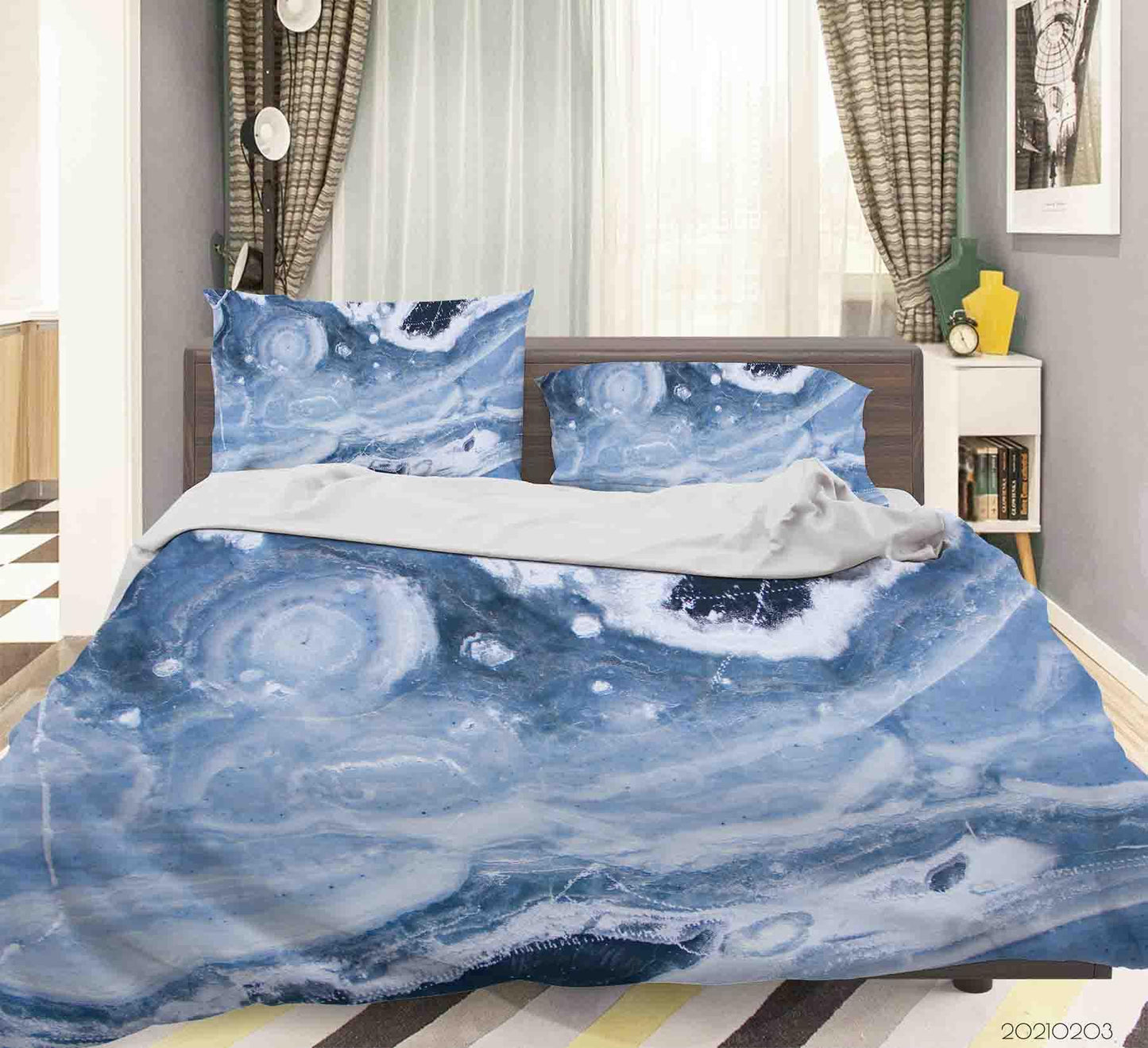 3D Blue Marble Texture Quilt Cover Set Bedding Set Duvet Cover Pillowcases 65