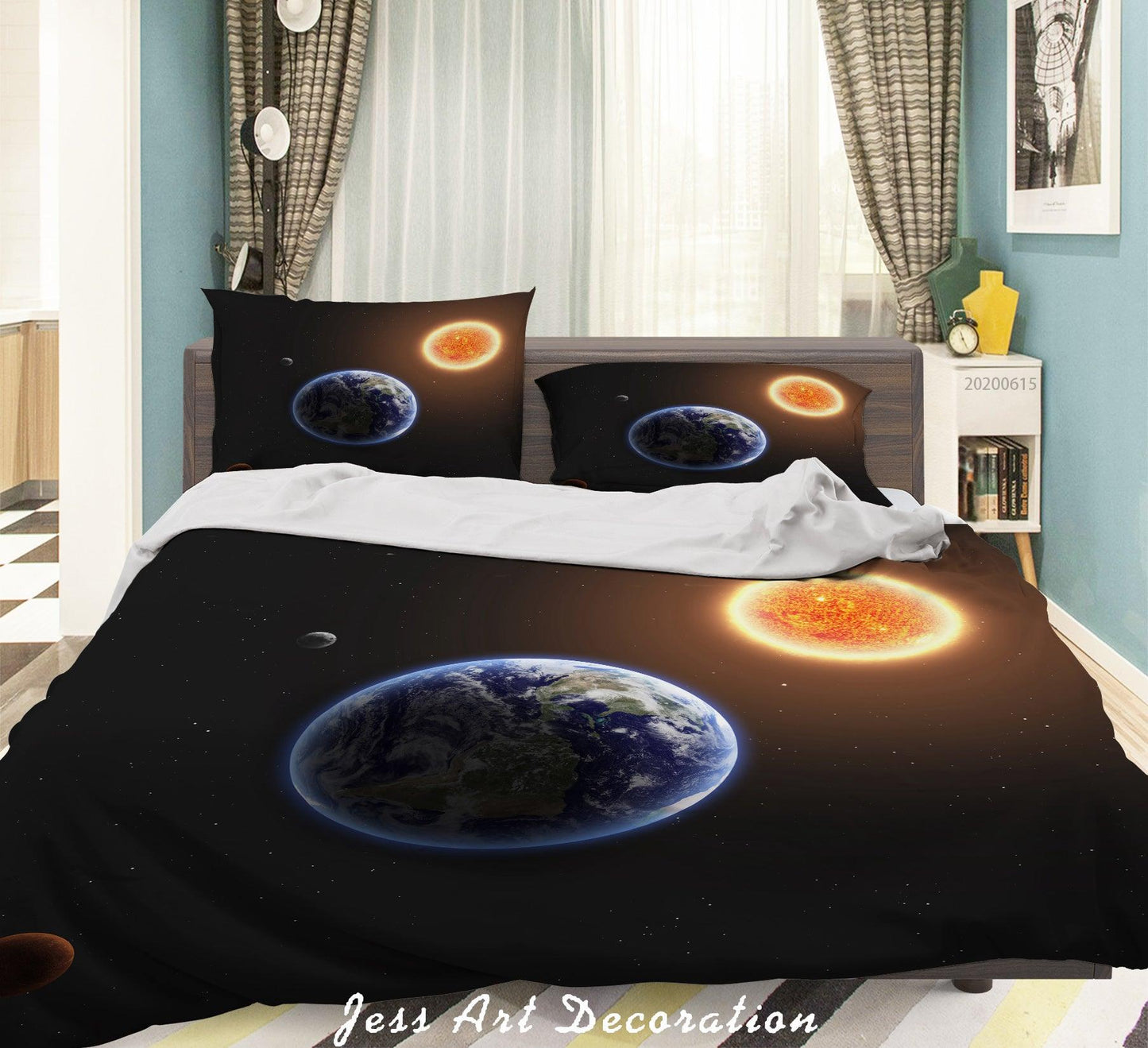 3D Black Space Planet Quilt Cover Set Bedding Set Duvet Cover Pillowcases SF127