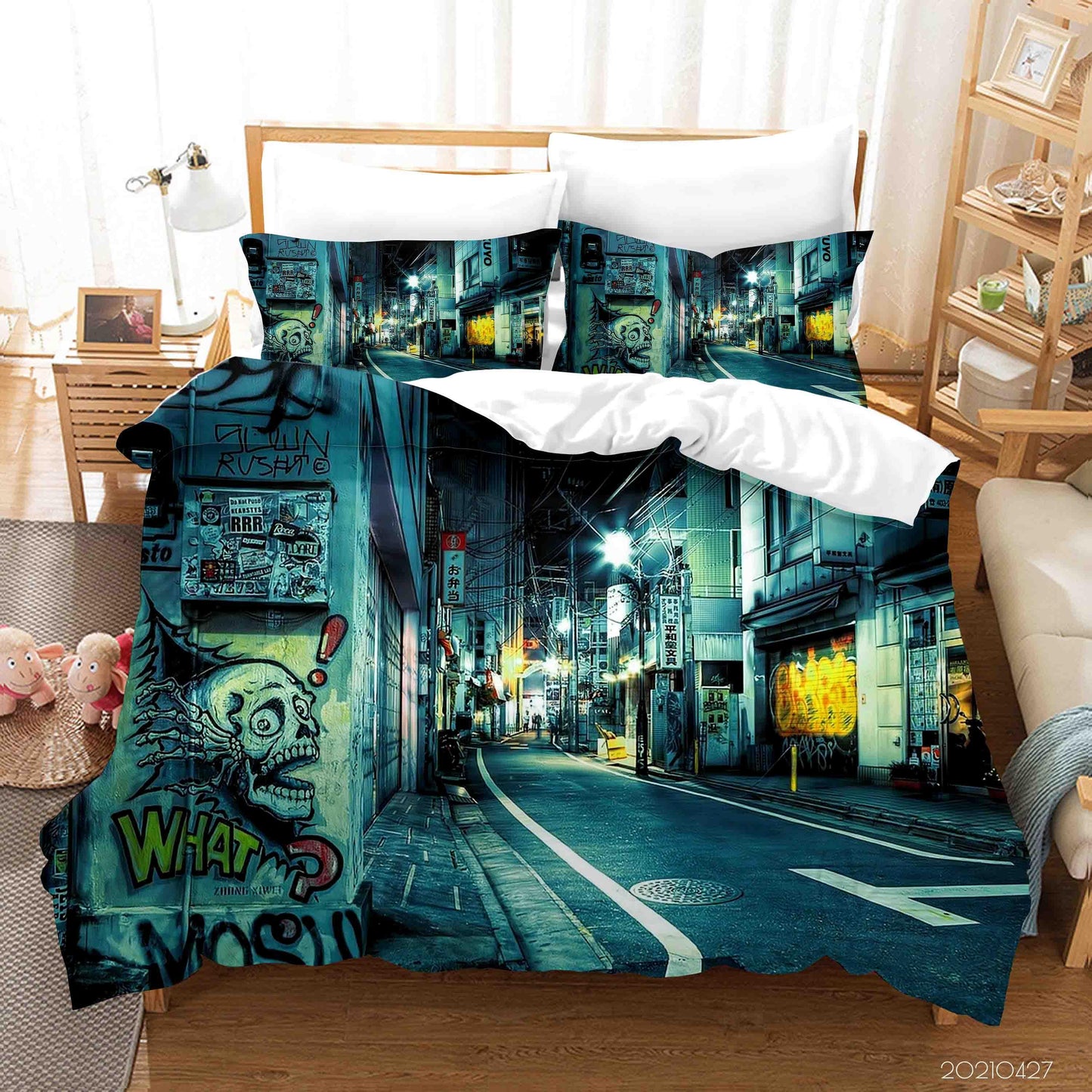 3D Abstract Colored Street Graffiti Quilt Cover Set Bedding Set Duvet Cover Pillowcases 49