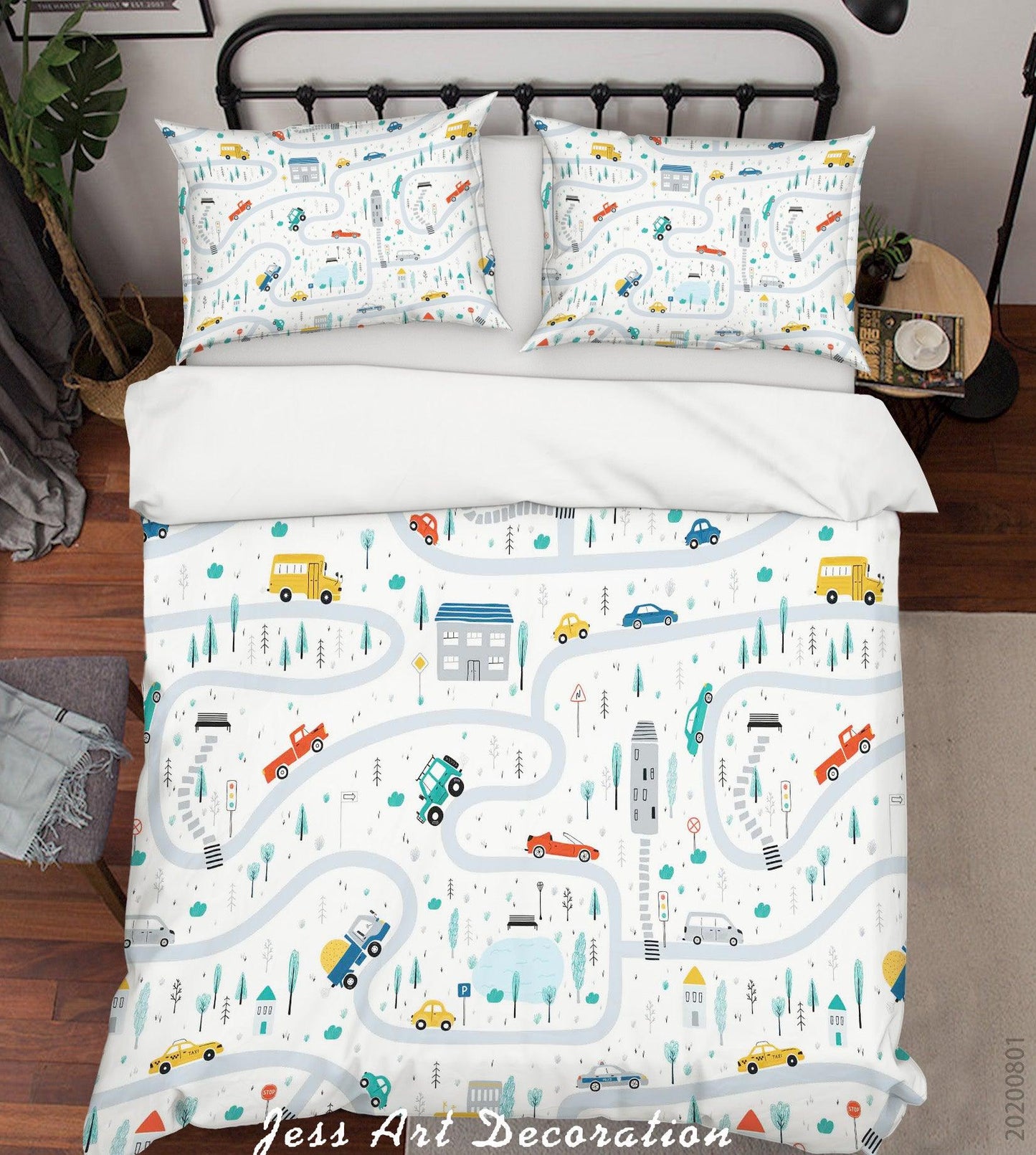 3D Cartoon Car Track Quilt Cover Set Bedding Set Duvet Cover Pillowcases LXL 214