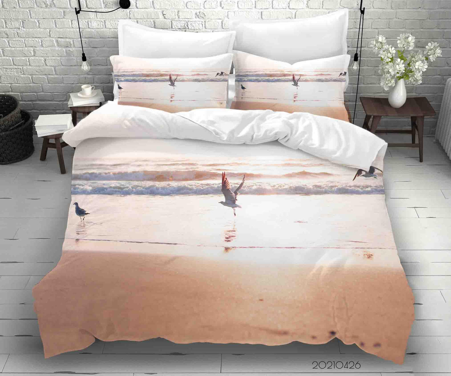 3D Beach Seagull Landscape Quilt Cover Set Bedding Set Duvet Cover Pillowcases 281