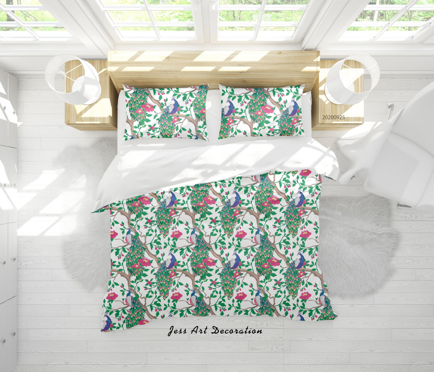 3D Cartoon Animal Floral Bird Pattern Quilt Cover Set Bedding Set Duvet Cover Pillowcases WJ 6507