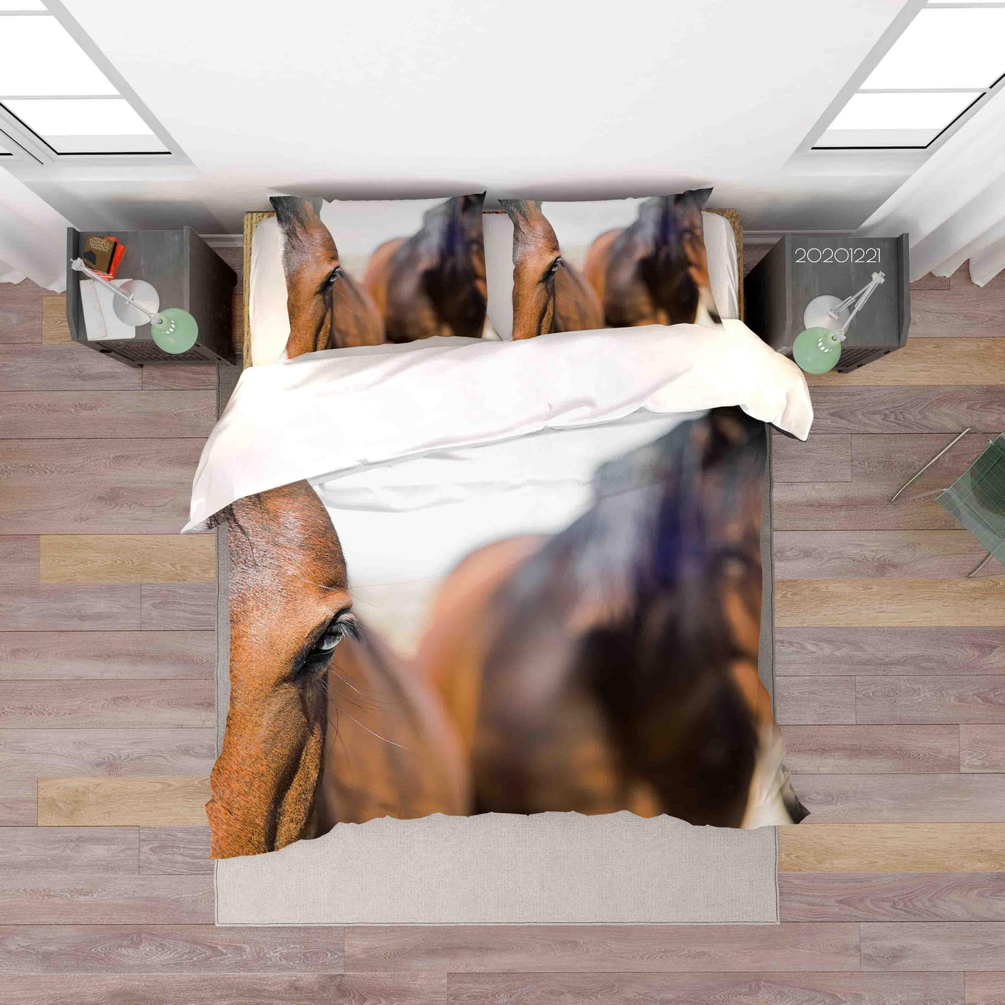 3D Animal Brown Horse Quilt Cover Set Bedding Set Duvet Cover Pillowcases 185 LQH