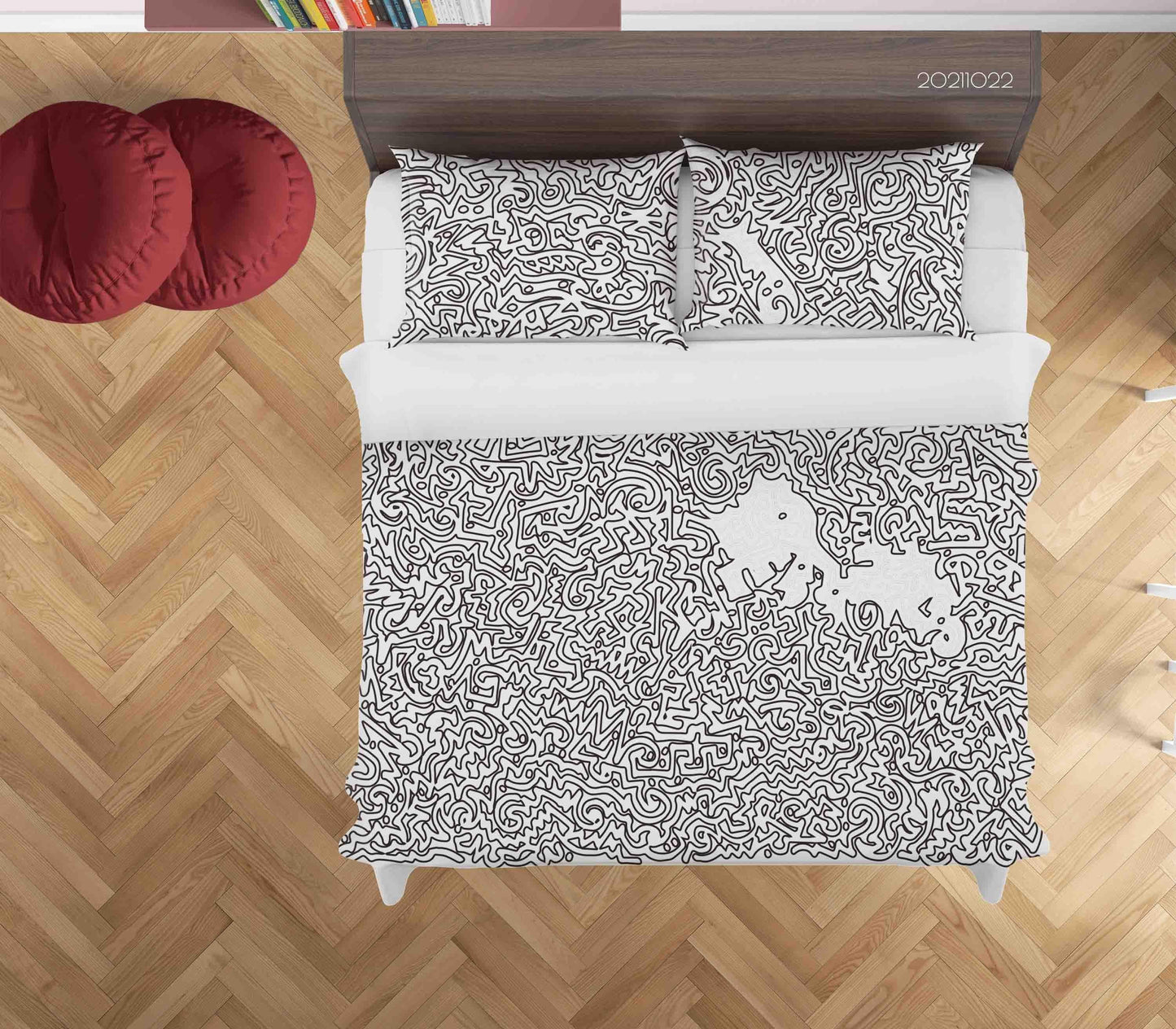 3D Abstract Grey Alphabet Graffiti Quilt Cover Set Bedding Set Duvet Cover Pillowcases 12