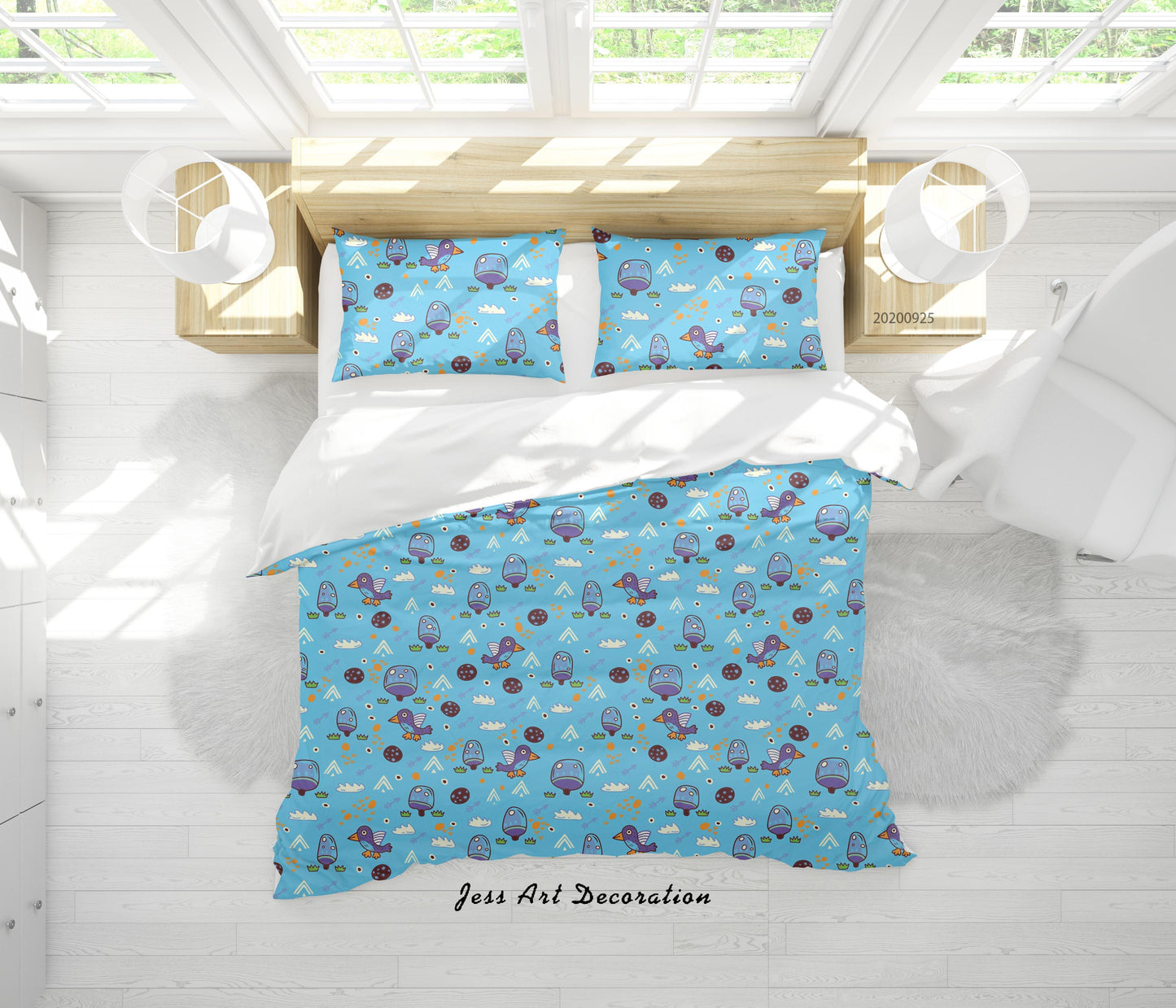 3D Cartoon Animal Bird Pattern Quilt Cover Set Bedding Set Duvet Cover Pillowcases WJ 6489