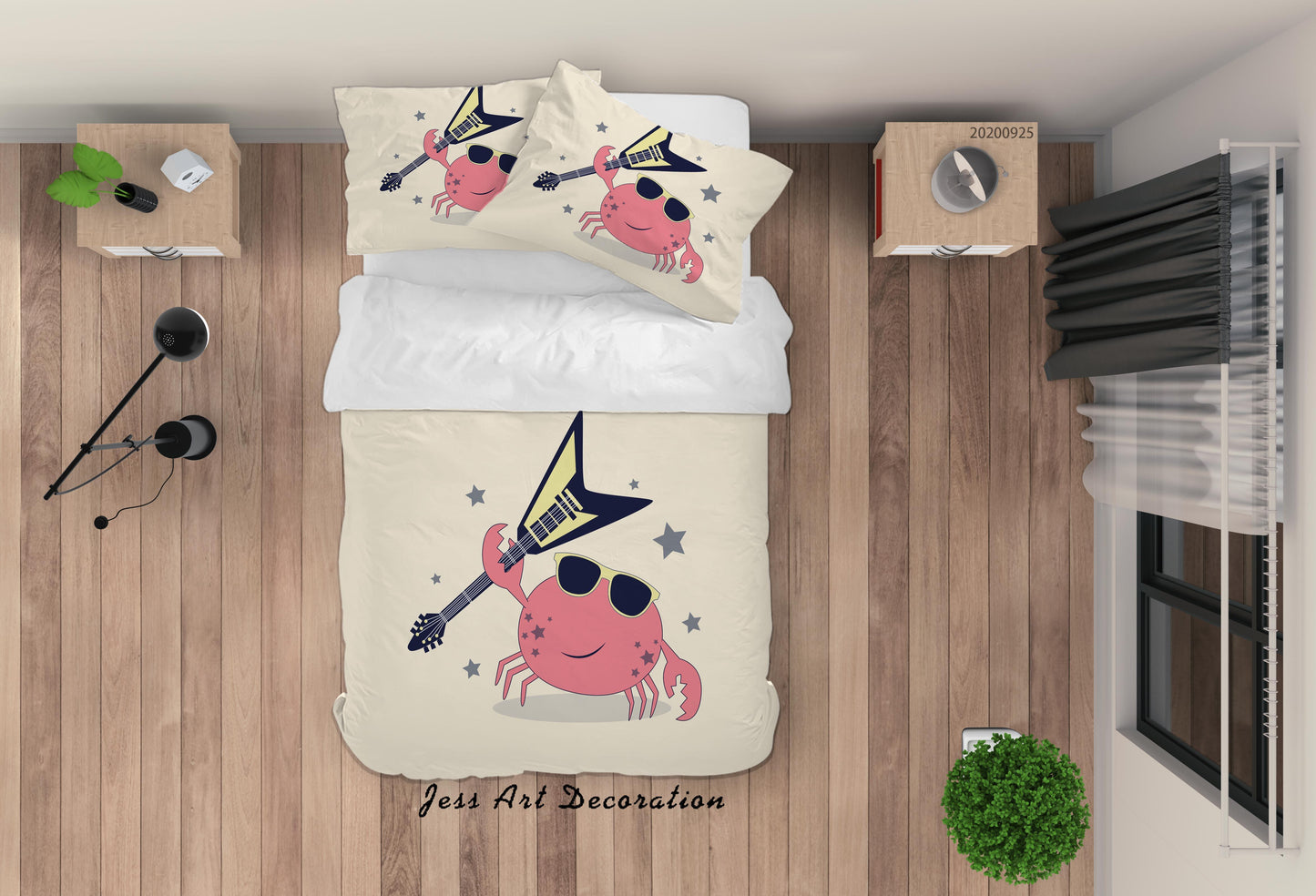 3D Cartoon Animal Crab Pattern Quilt Cover Set Bedding Set Duvet Cover Pillowcases WJ 6487