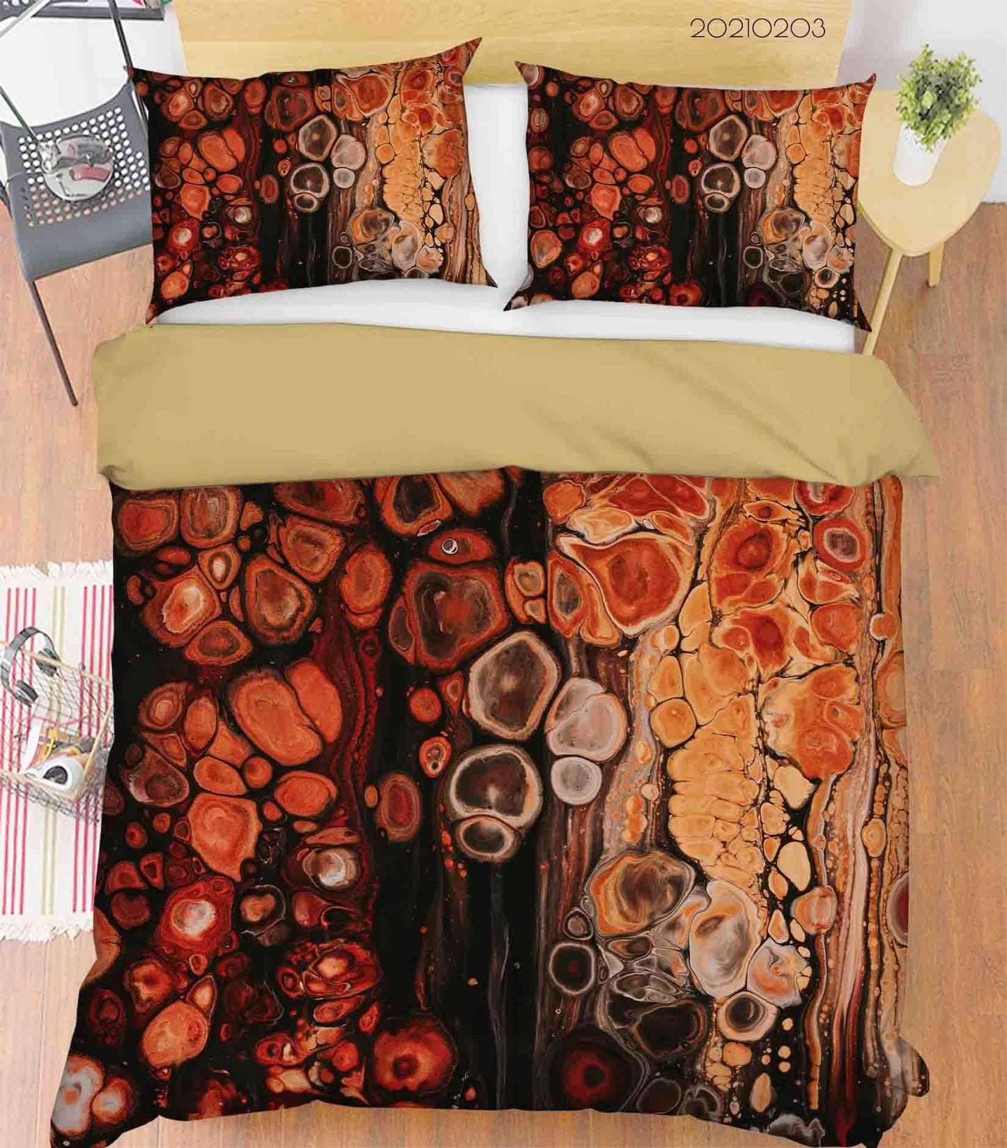 3D Abstract Orange Marble Texture Quilt Cover Set Bedding Set Duvet Cover Pillowcases 86