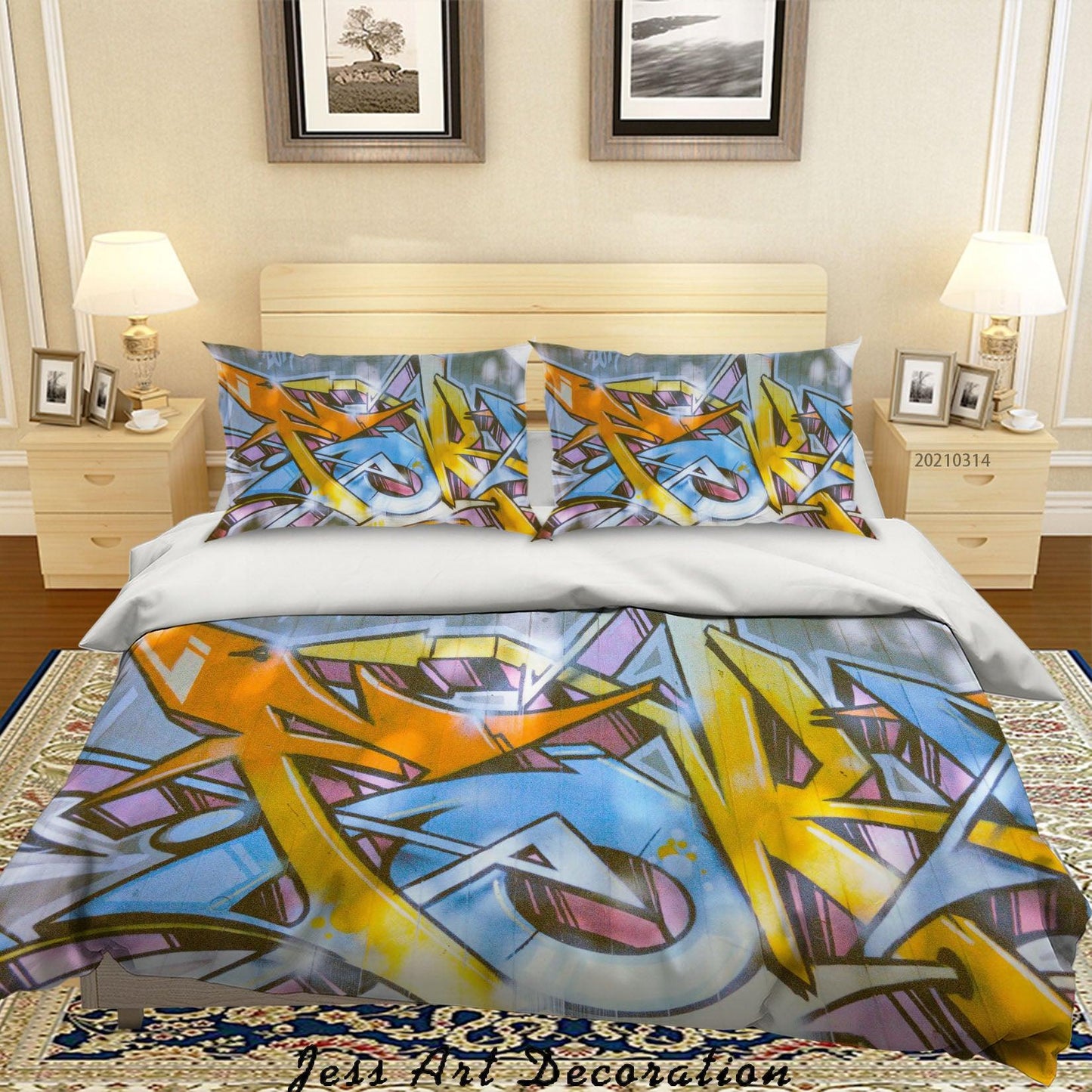 3D Abstract Colored Street Graffiti Quilt Cover Set Bedding Set Duvet Cover Pillowcases 165