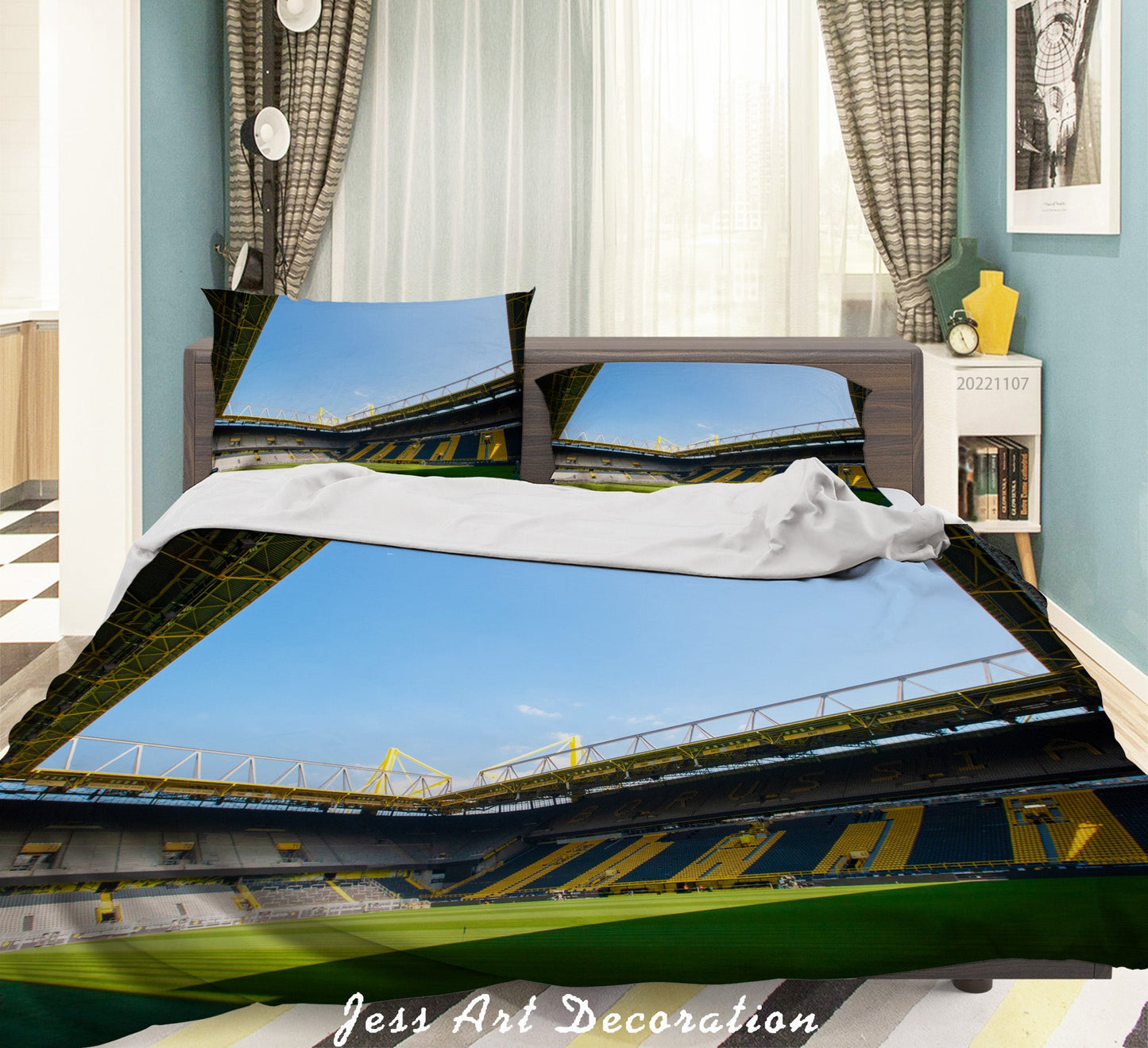 3D Borussia Dortmund Bluesky Spectator Seats Quilt Cover Set Bedding Set Duvet Cover Pillowcase 732
