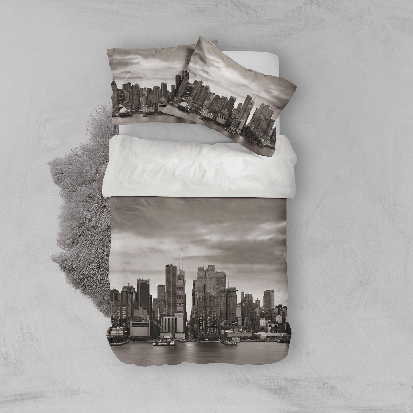 3D Black White City Scenery Quilt Cover Set Bedding Set Pillowcases 67