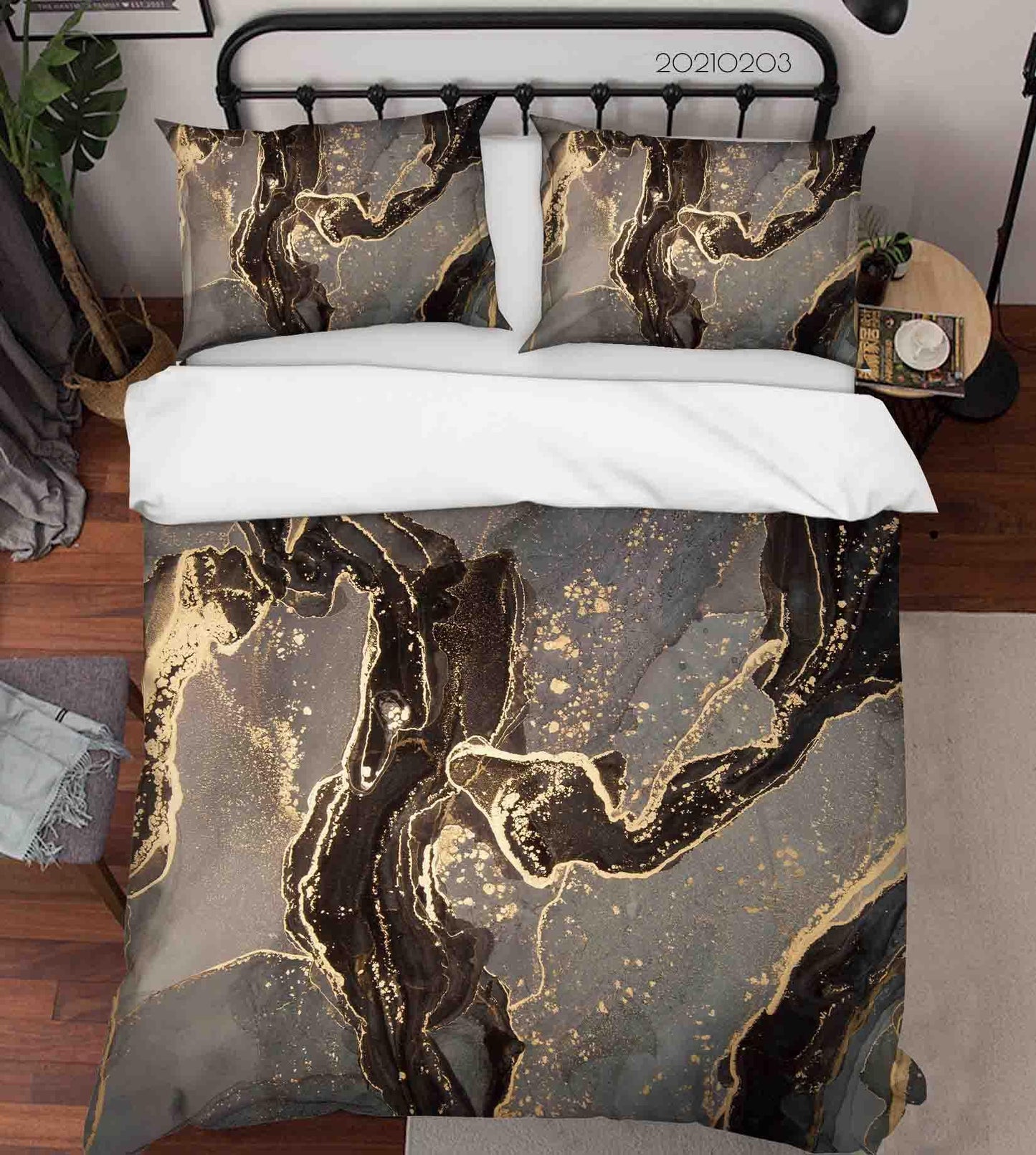 3D Abstract Golden Marble Texture Quilt Cover Set Bedding Set Duvet Cover Pillowcases 62