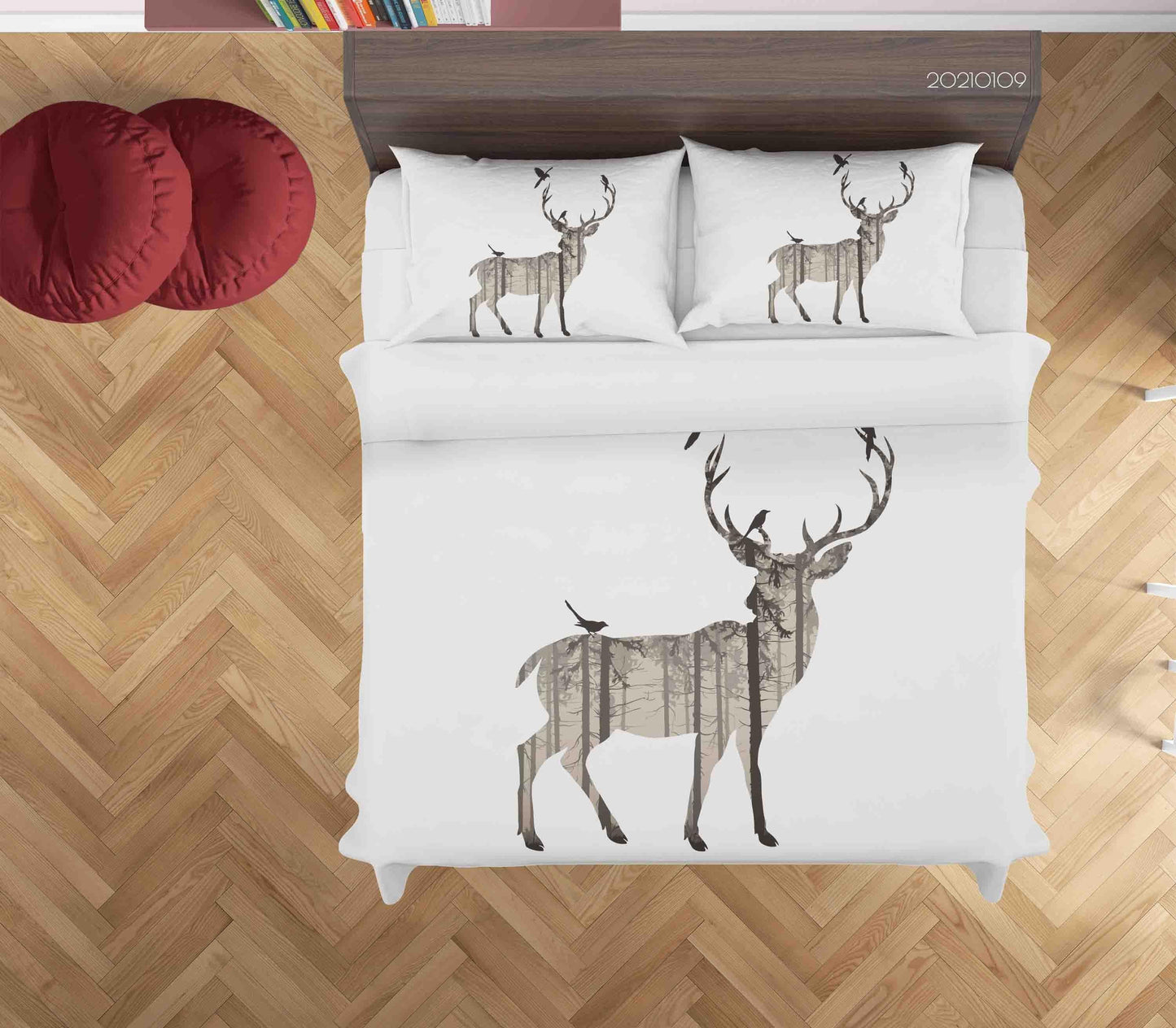 3D Cartoon Animal Elk Bird Quilt Cover Set Bedding Set Duvet Cover Pillowcases 66 LQH