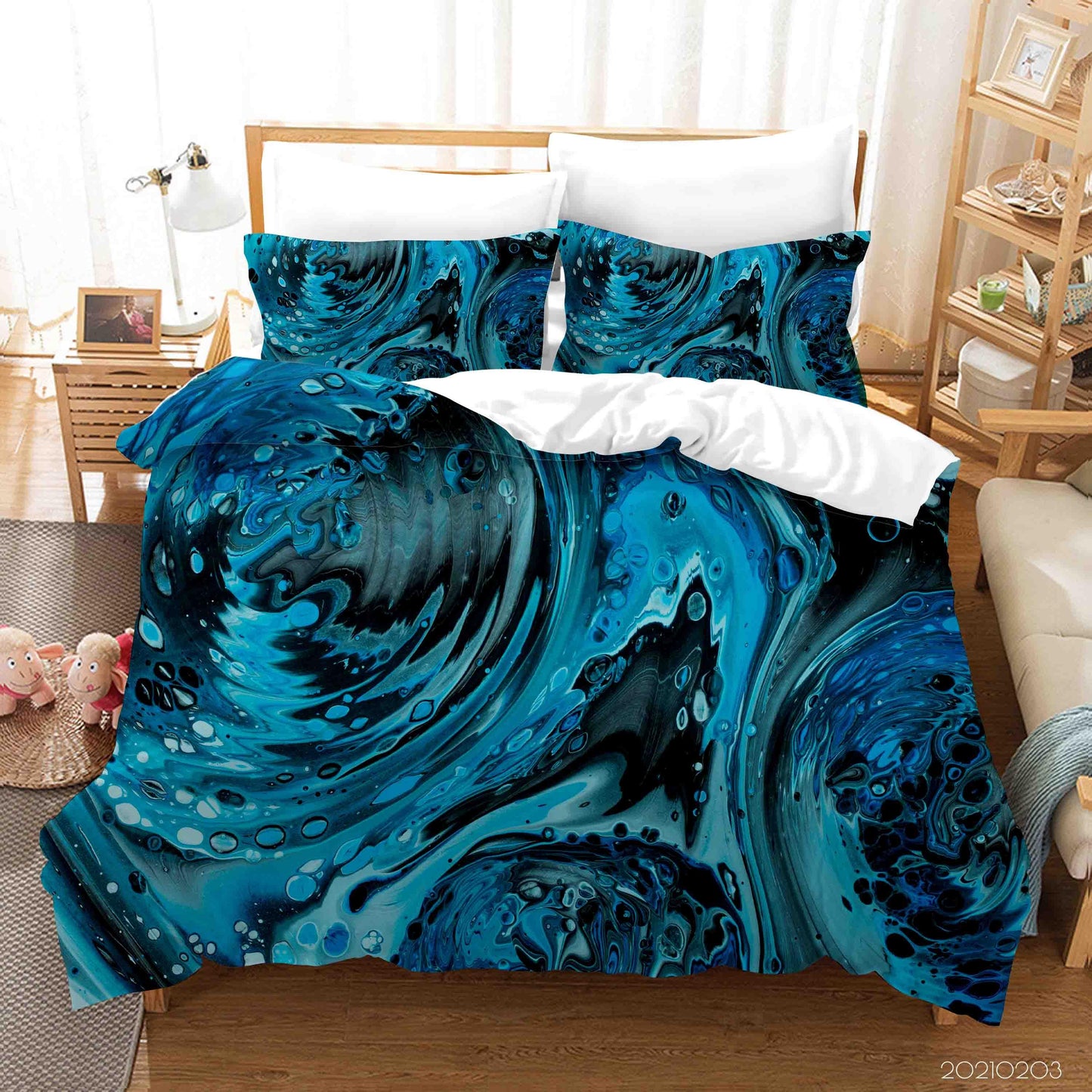 3D Abstract Blue Marble Texture Quilt Cover Set Bedding Set Duvet Cover Pillowcases 69