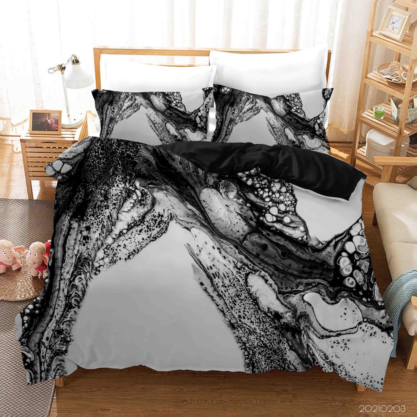 3D Abstract Black Marble Texture Quilt Cover Set Bedding Set Duvet Cover Pillowcases 1