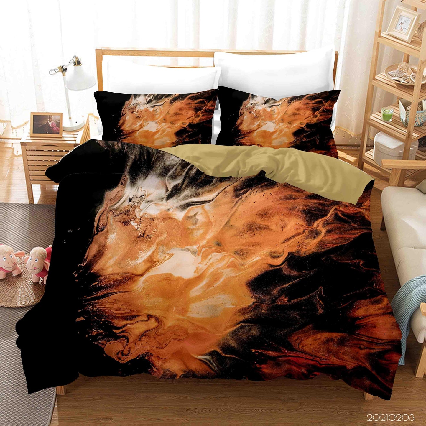 3D Abstract Orange Marble Texture Quilt Cover Set Bedding Set Duvet Cover Pillowcases 87