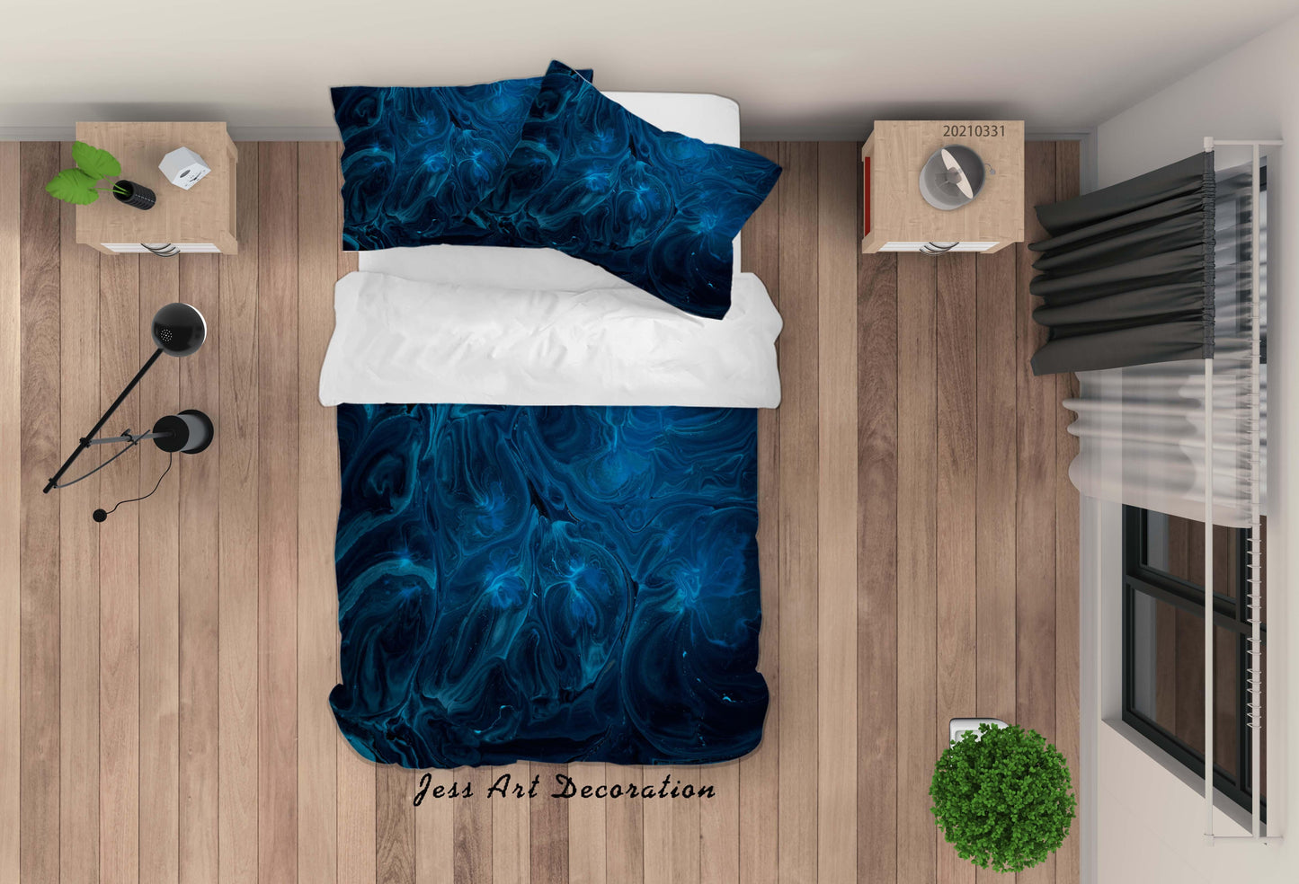 3D Abstract Blue Marble Texture Quilt Cover Set Bedding Set Duvet Cover Pillowcases 264