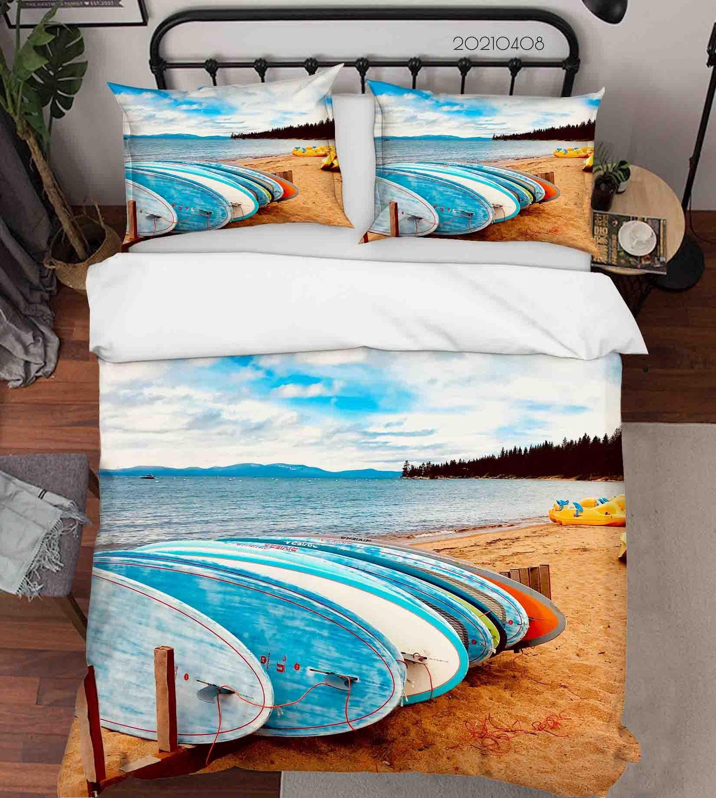 3D Beach Surfboard Quilt Cover Set Bedding Set Duvet Cover Pillowcases 39