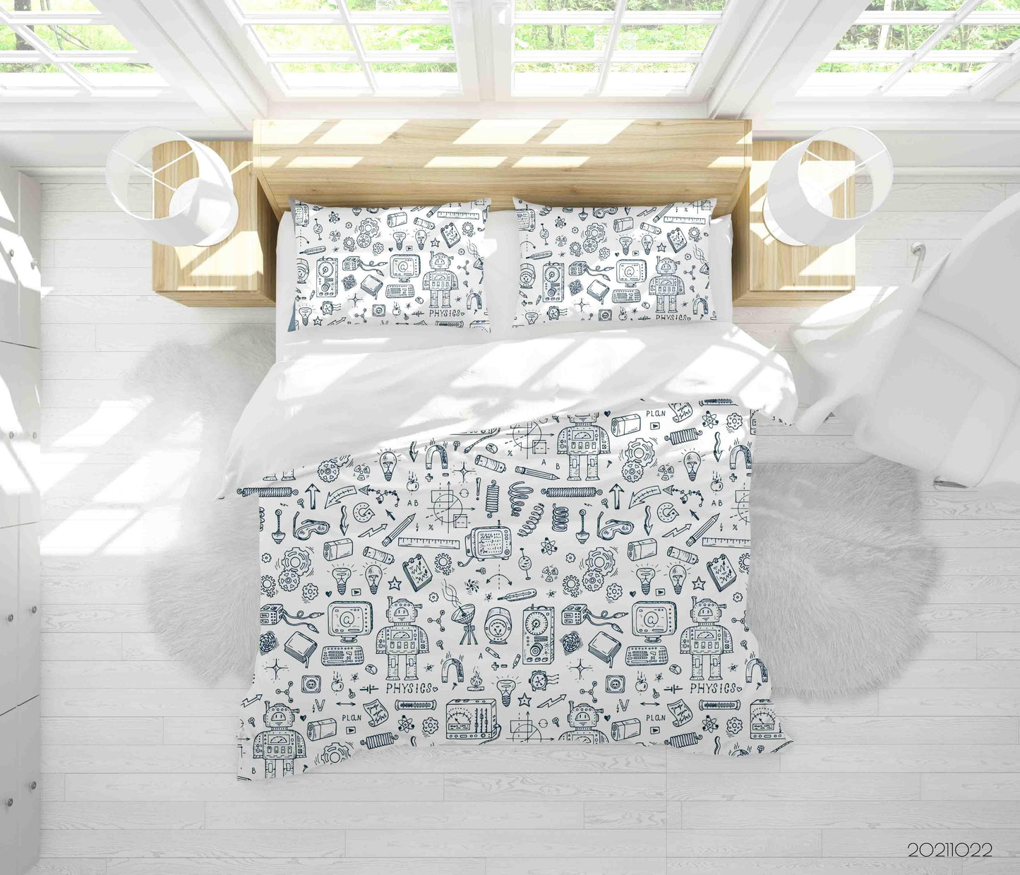 3D Abstract Robot Graffiti Quilt Cover Set Bedding Set Duvet Cover Pillowcases 2