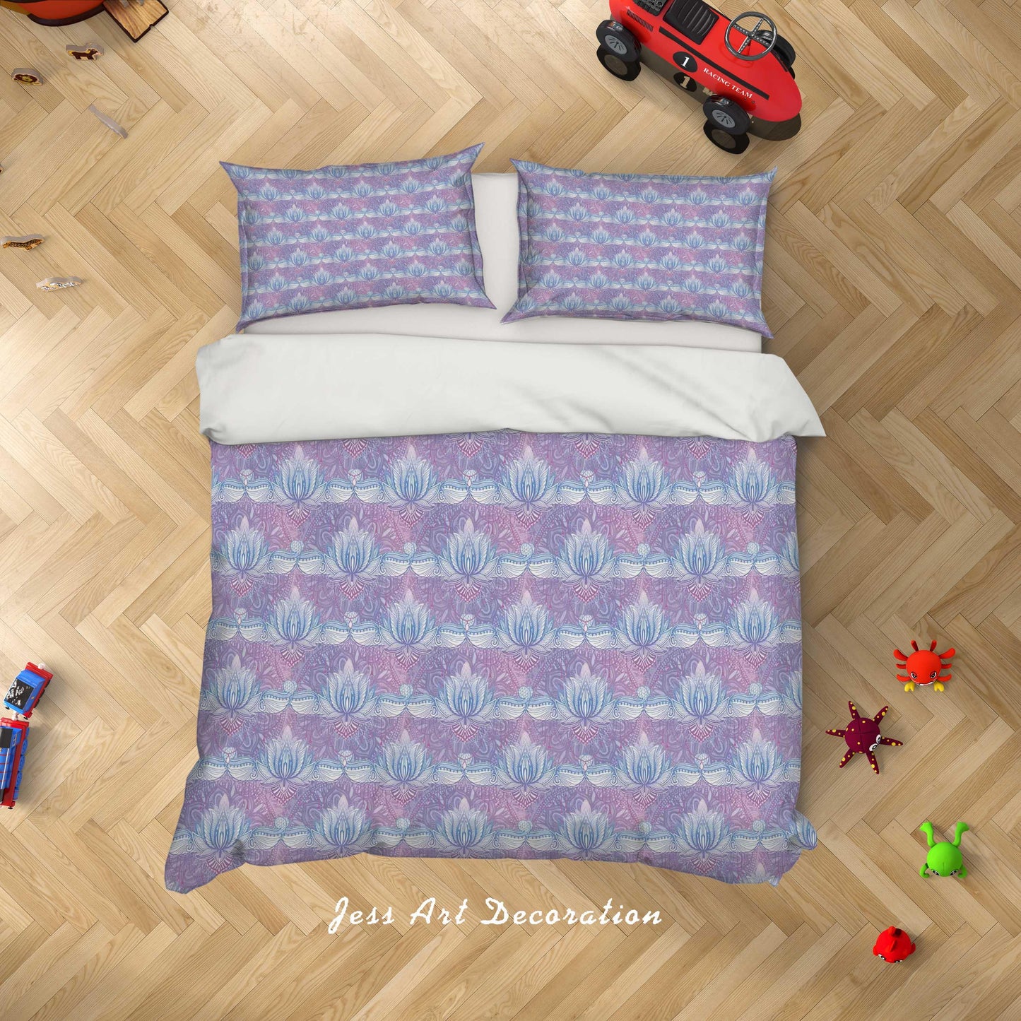 3D Blue Floral Pattern Quilt Cover Set Bedding Set Duvet Cover Pillowcases A006 LQH