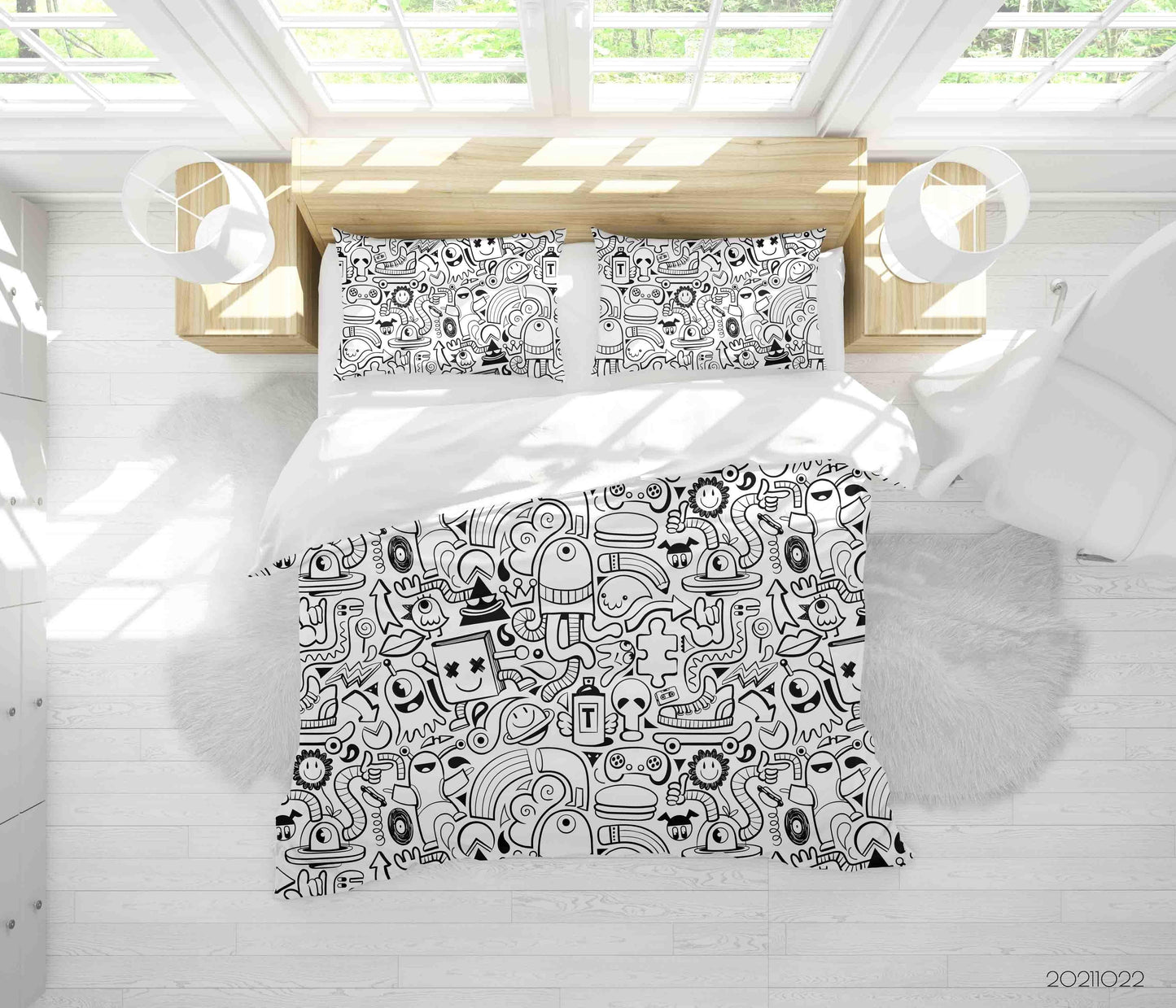 3D Abstract Monster Graffiti Quilt Cover Set Bedding Set Duvet Cover Pillowcases 53