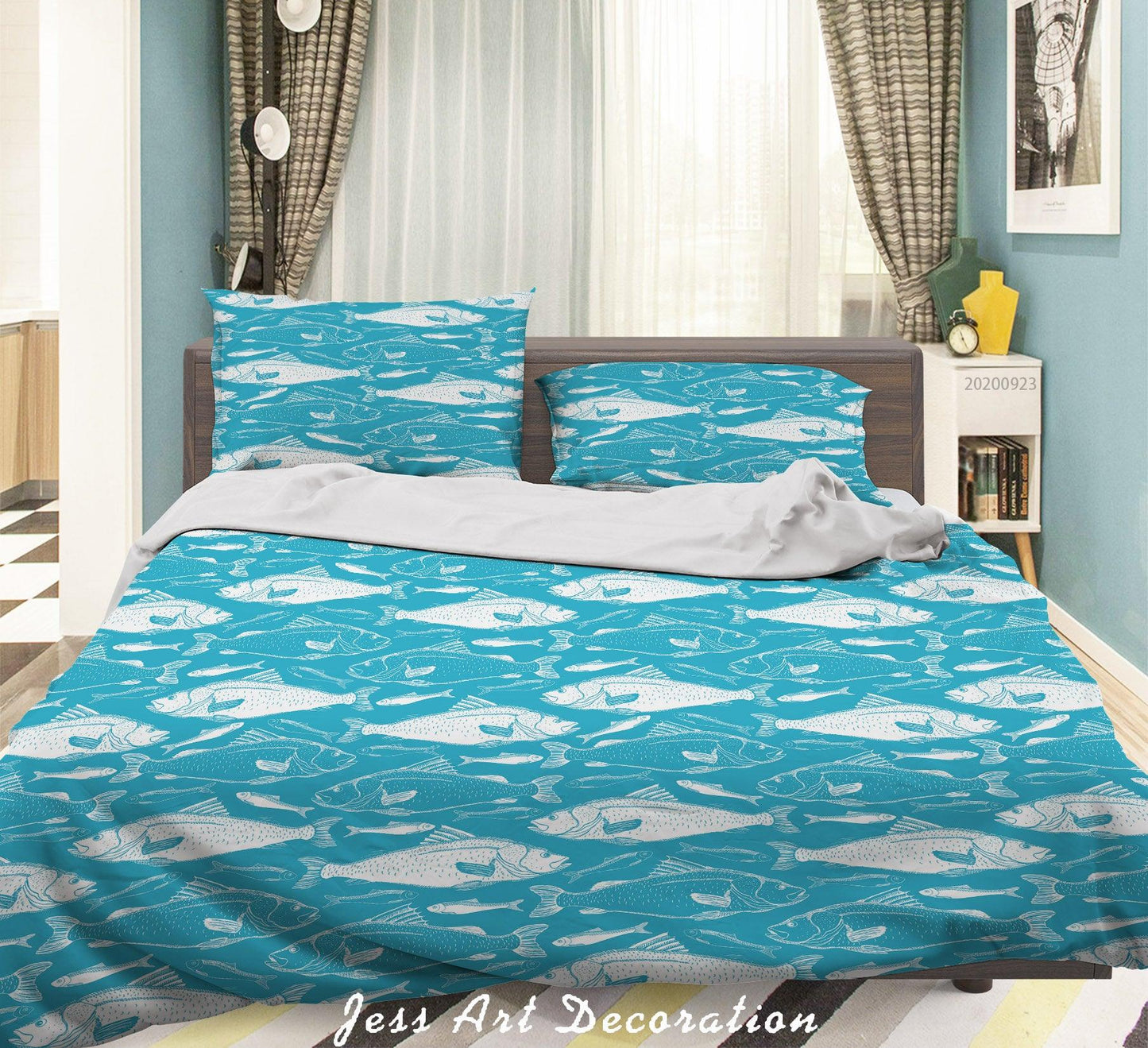 3D Aquatic Animals Fish Pattern Quilt Cover Set Bedding Set Duvet Cover Pillowcases WJ 6322