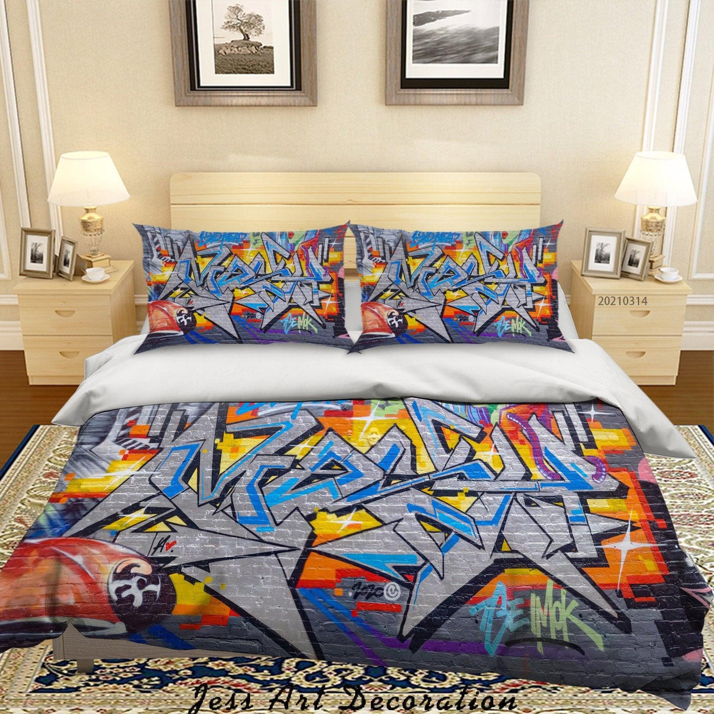 3D Abstract Colored Street Graffiti Quilt Cover Set Bedding Set Duvet Cover Pillowcases 203