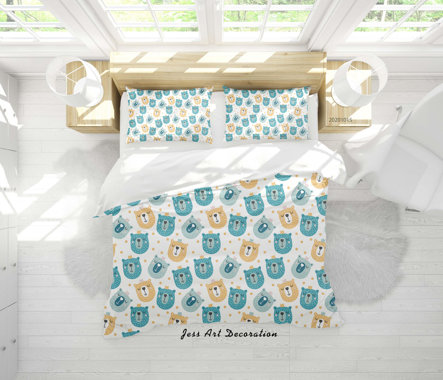 3D Cartoon Animal Bears Pattern Quilt Cover Set Bedding Set Duvet Cover Pillowcases WJ 9594