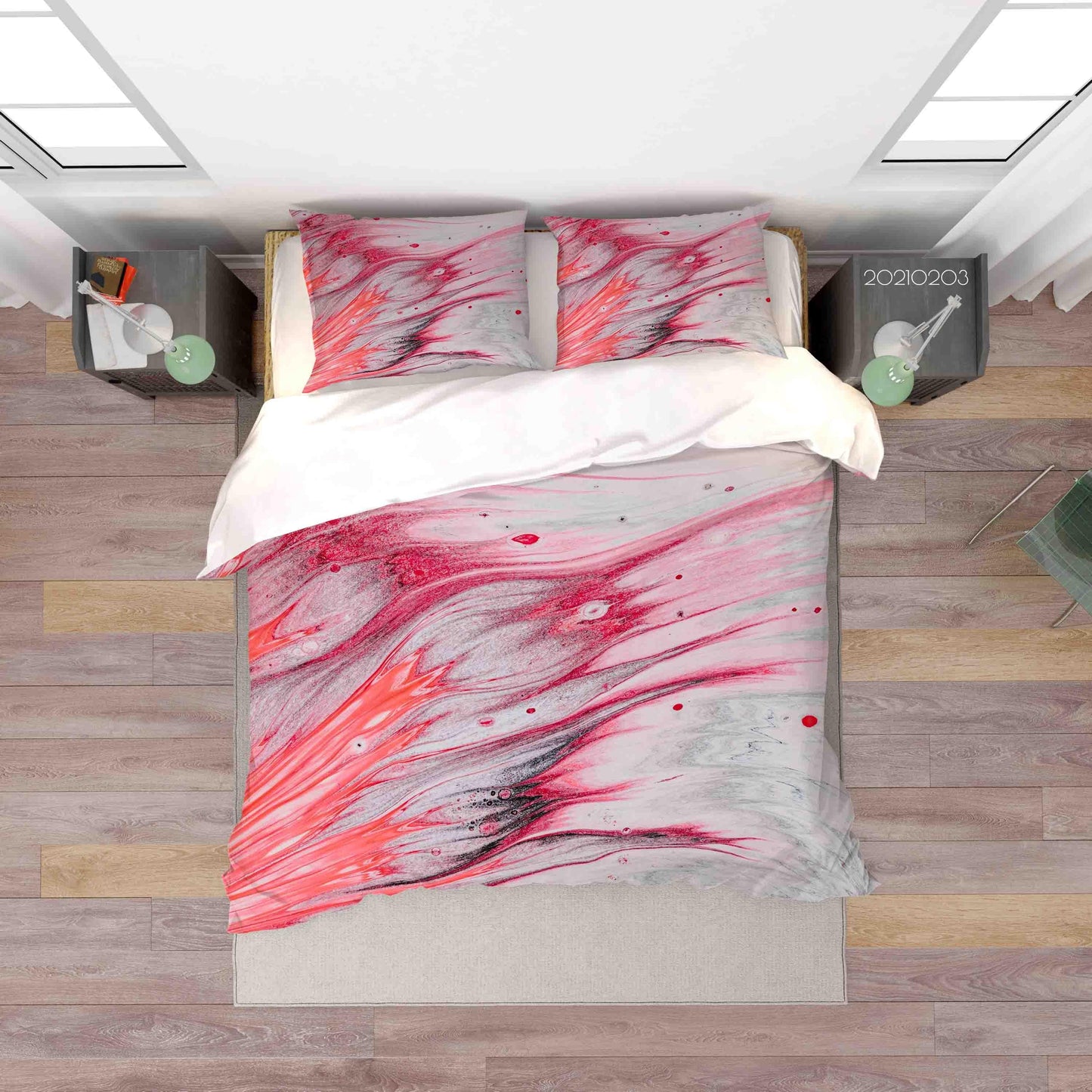 3D Abstract Pink Marble Texture Quilt Cover Set Bedding Set Duvet Cover Pillowcases 90