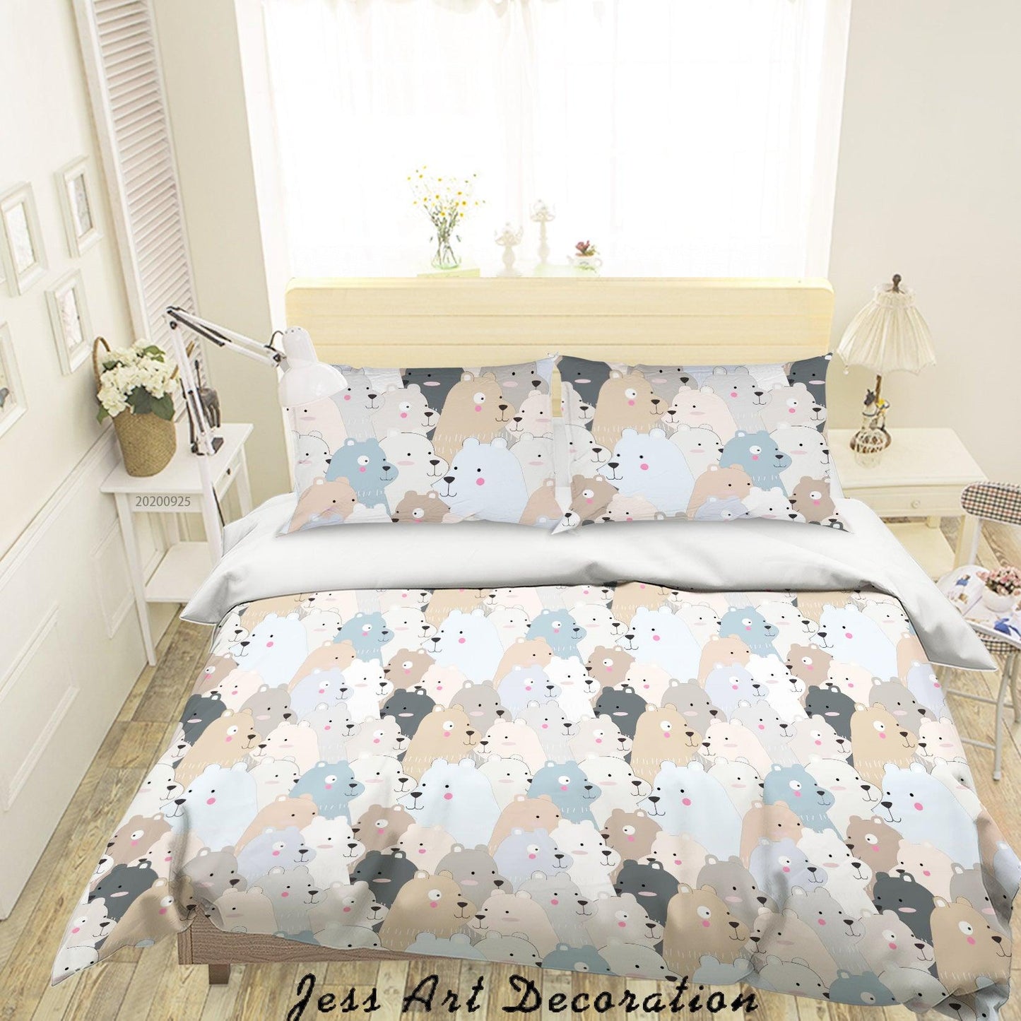 3D Cartoon Animal Bear Pattern Quilt Cover Set Bedding Set Duvet Cover Pillowcases WJ 6415