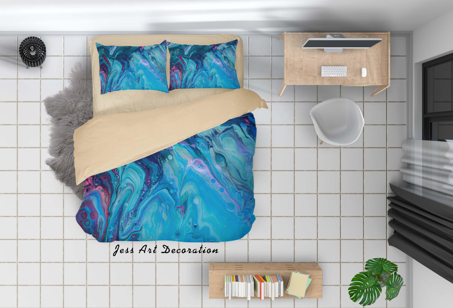 3D Abstract Blue Painting Quilt Cover Set Bedding Set Duvet Cover Pillowcases A385 LQH