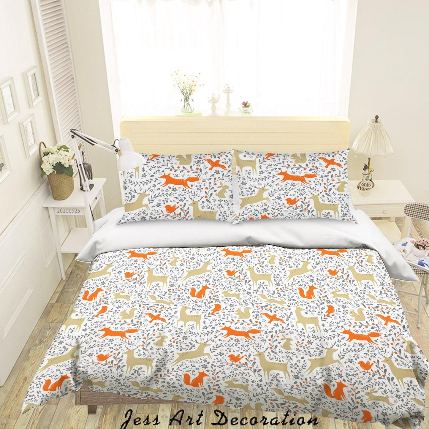 3D Cartoon Animal Fox Pattern Quilt Cover Set Bedding Set Duvet Cover Pillowcases WJ 6423