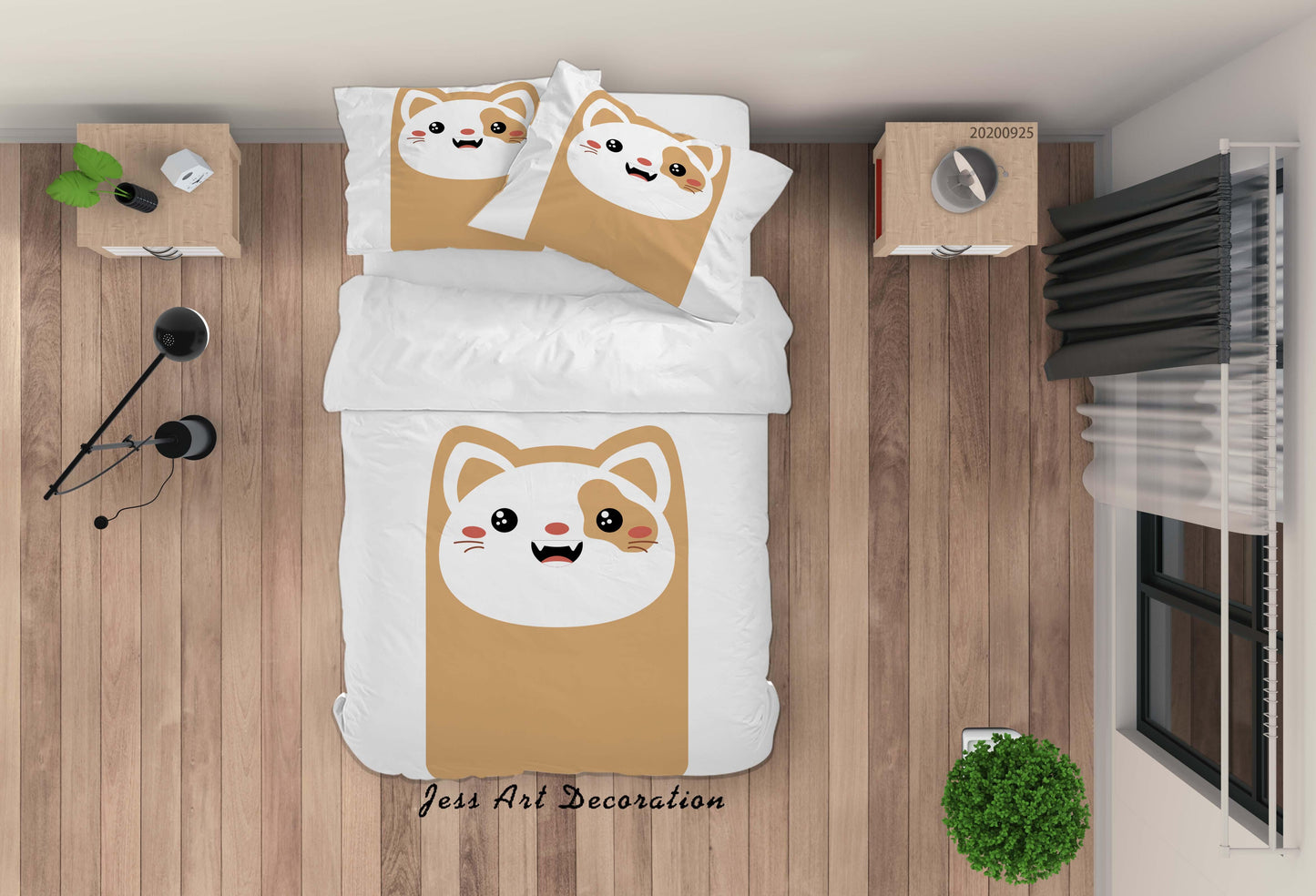 3D Cartoon Animal Cat Pattern Quilt Cover Set Bedding Set Duvet Cover Pillowcases WJ 6478