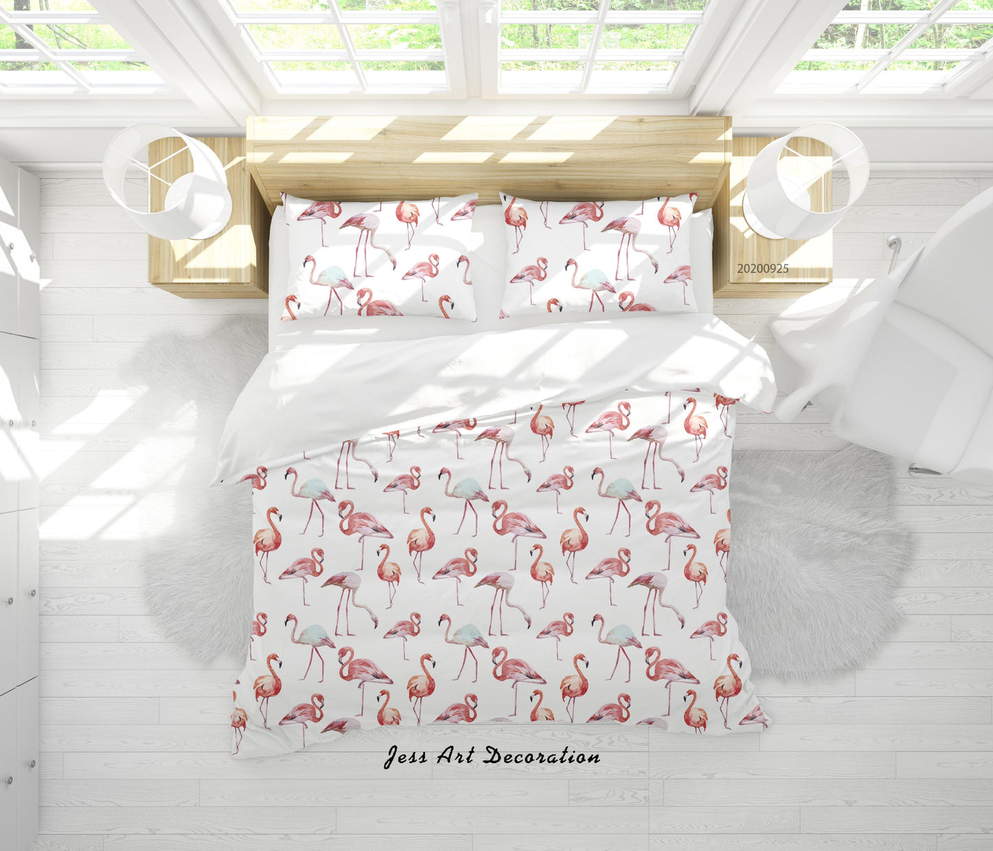 3D Cartoon Animal Flamingo Pattern Quilt Cover Set Bedding Set Duvet Cover Pillowcases WJ 6496