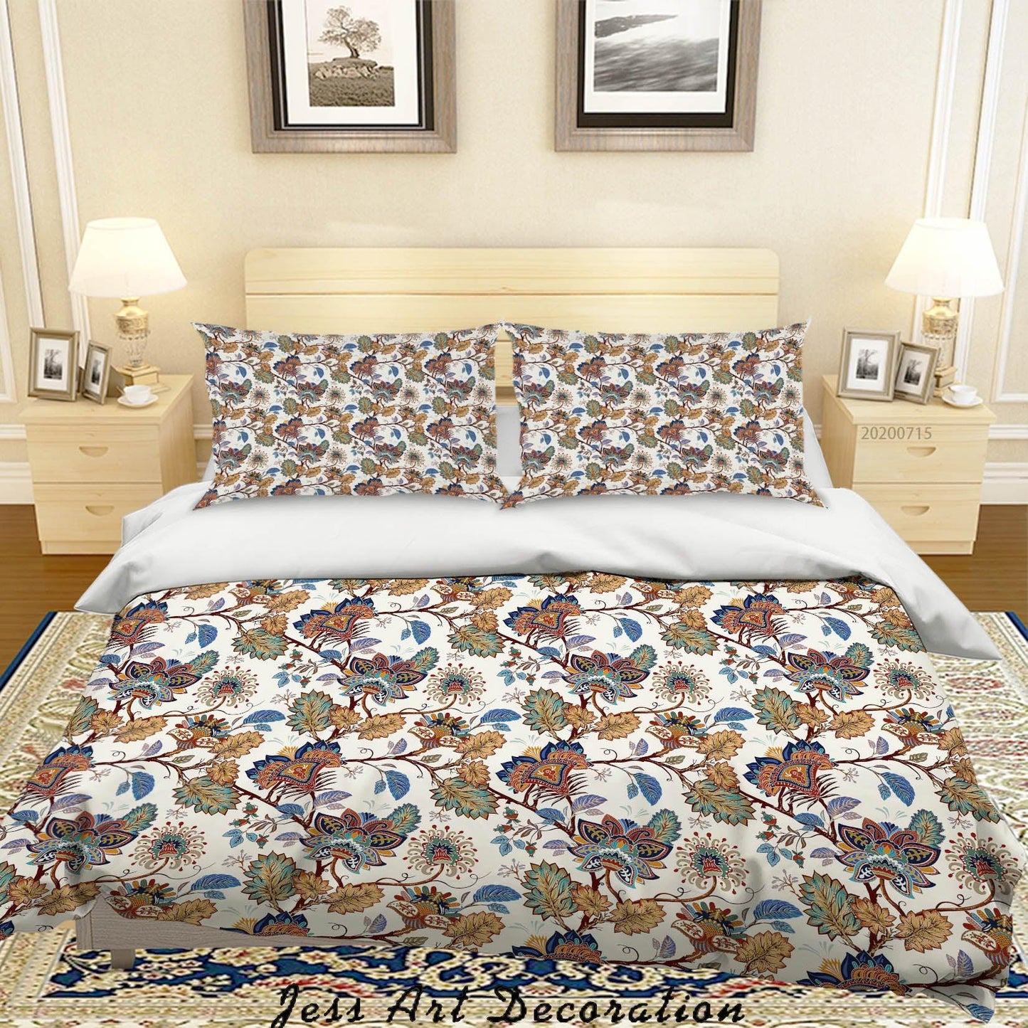 3D Abstract Vintage Floral Lemon Pattern Quilt Cover Set Bedding Set Duvet Cover Pillowcases WJ 3912