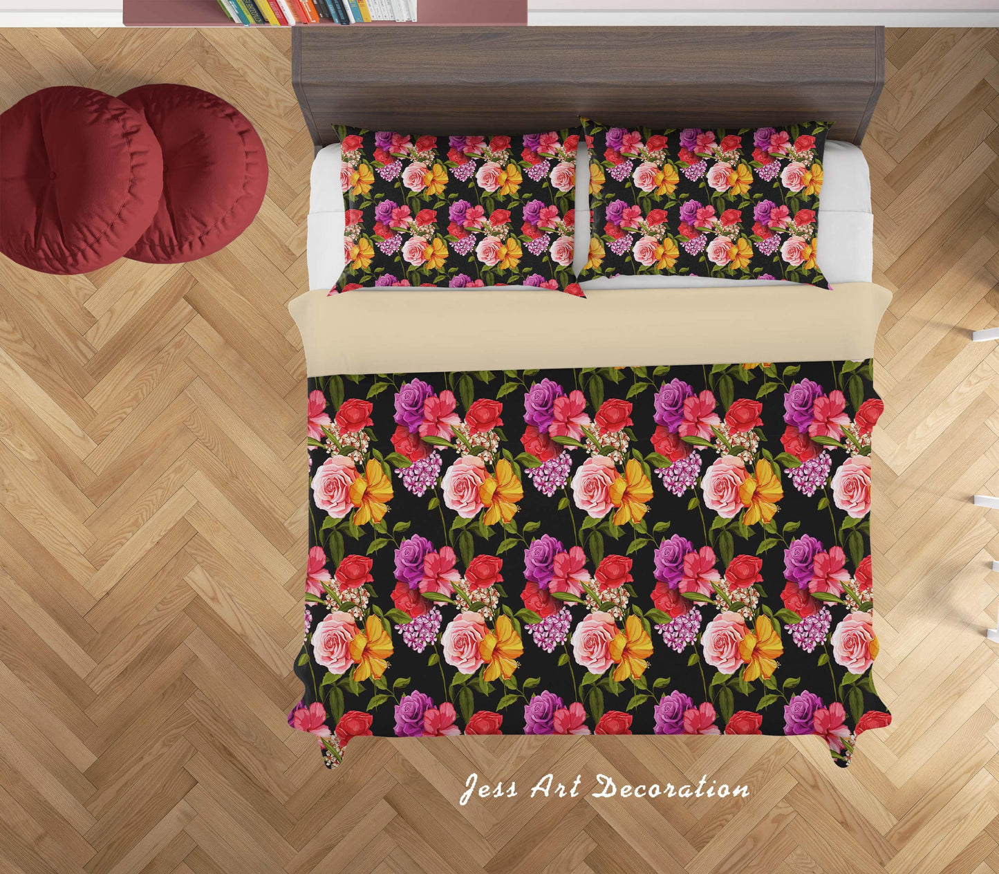 3D Black Hydrangea Flowers Quilt Cover Set Bedding Set Duvet Cover Pillowcases SF06